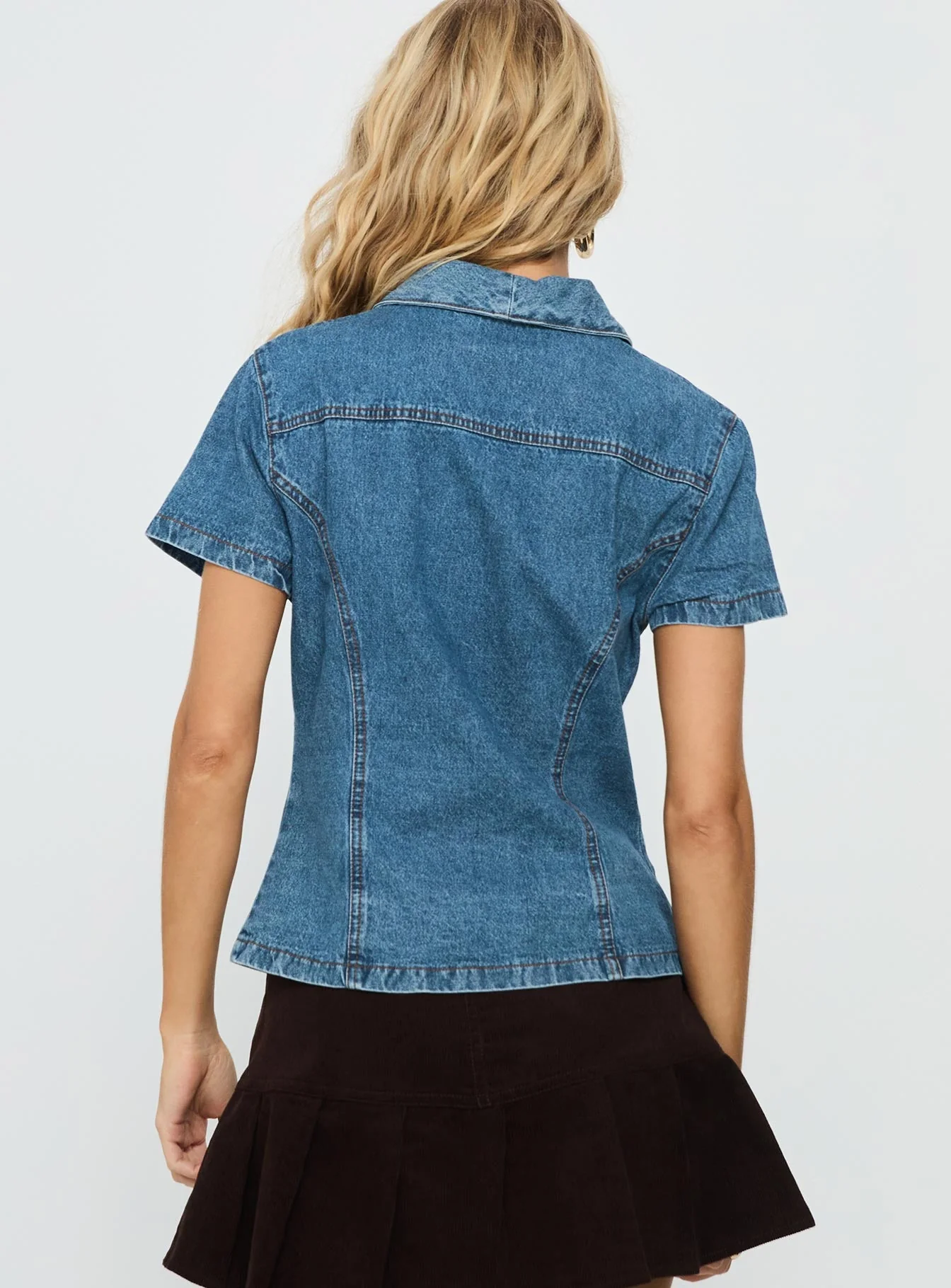 Ellix Button Up Top Blue Denim - Image 5