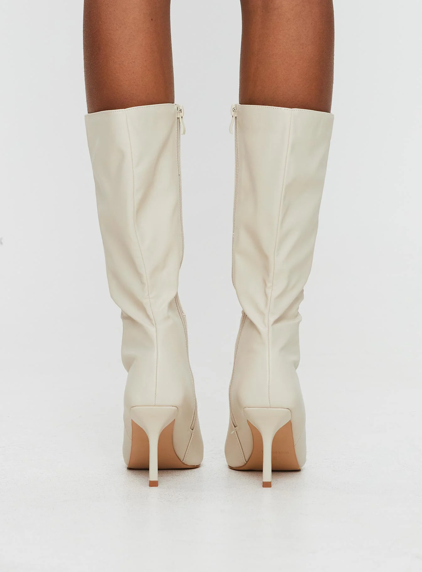Elodiee Knee High Boots Cream - Image 4