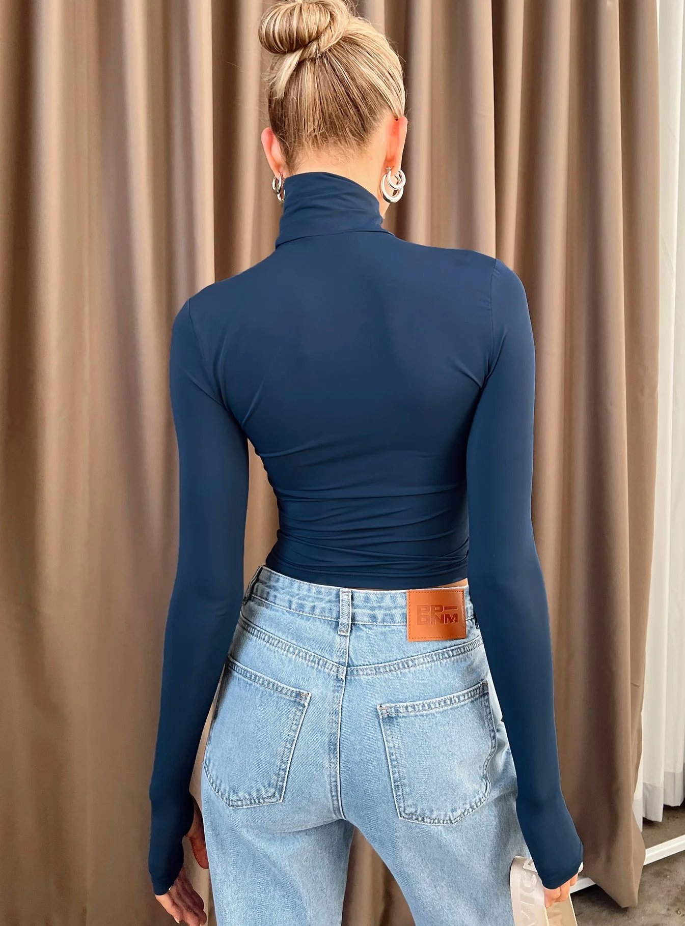 Elysium Long Sleeve Turtleneck Top Navy - Image 5