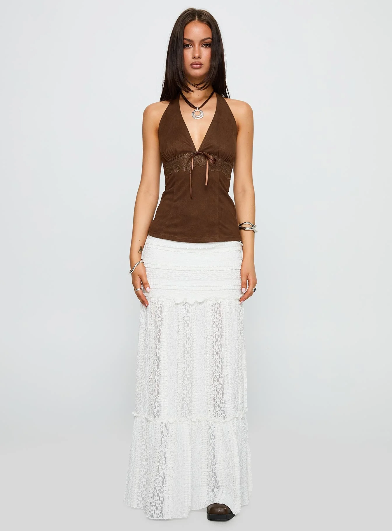 Emanuella Lace Maxi Skirt White - Image 7