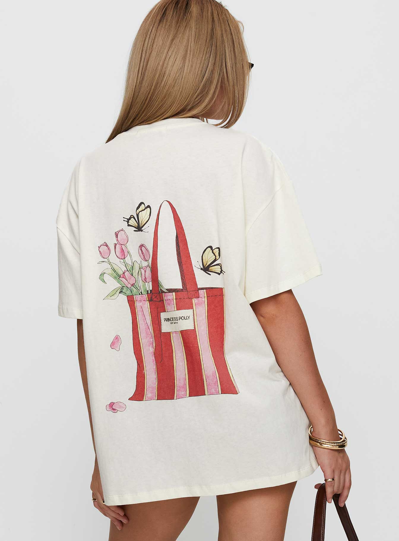Princess Polly x Butterfly Foundation Charity Merch Oversized Tee Cream - Image 5