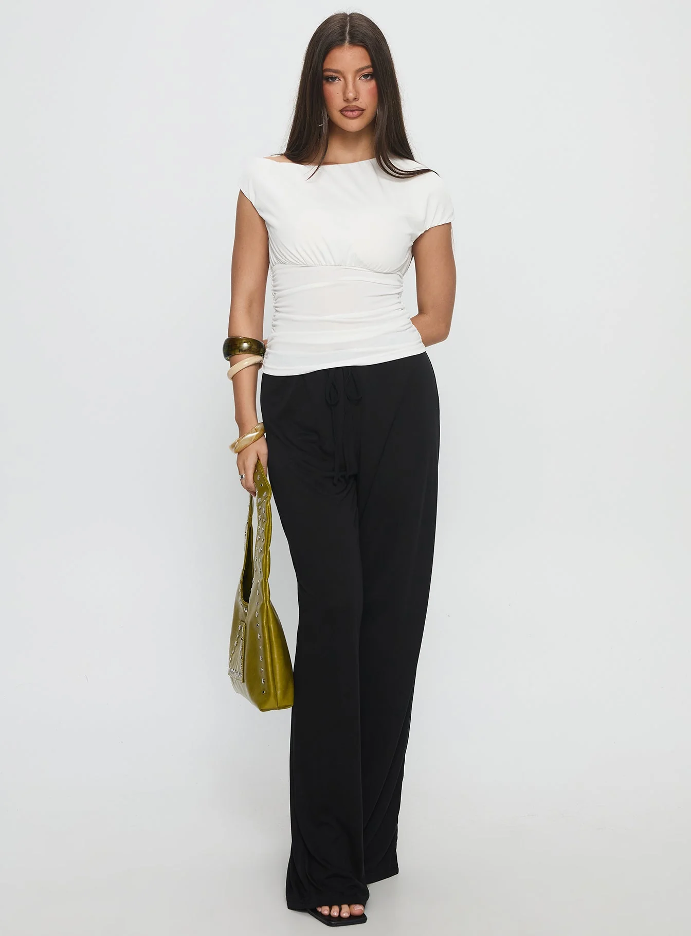 Emelyne Cinched Waist Top White - Image 3