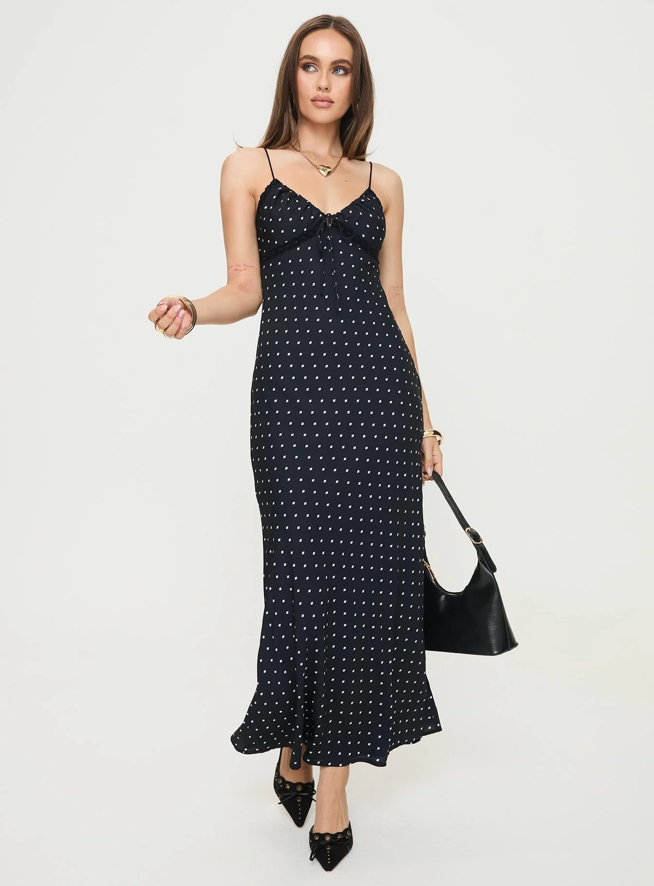 Emily Maxi Dress Black Polka Dot - Image 3