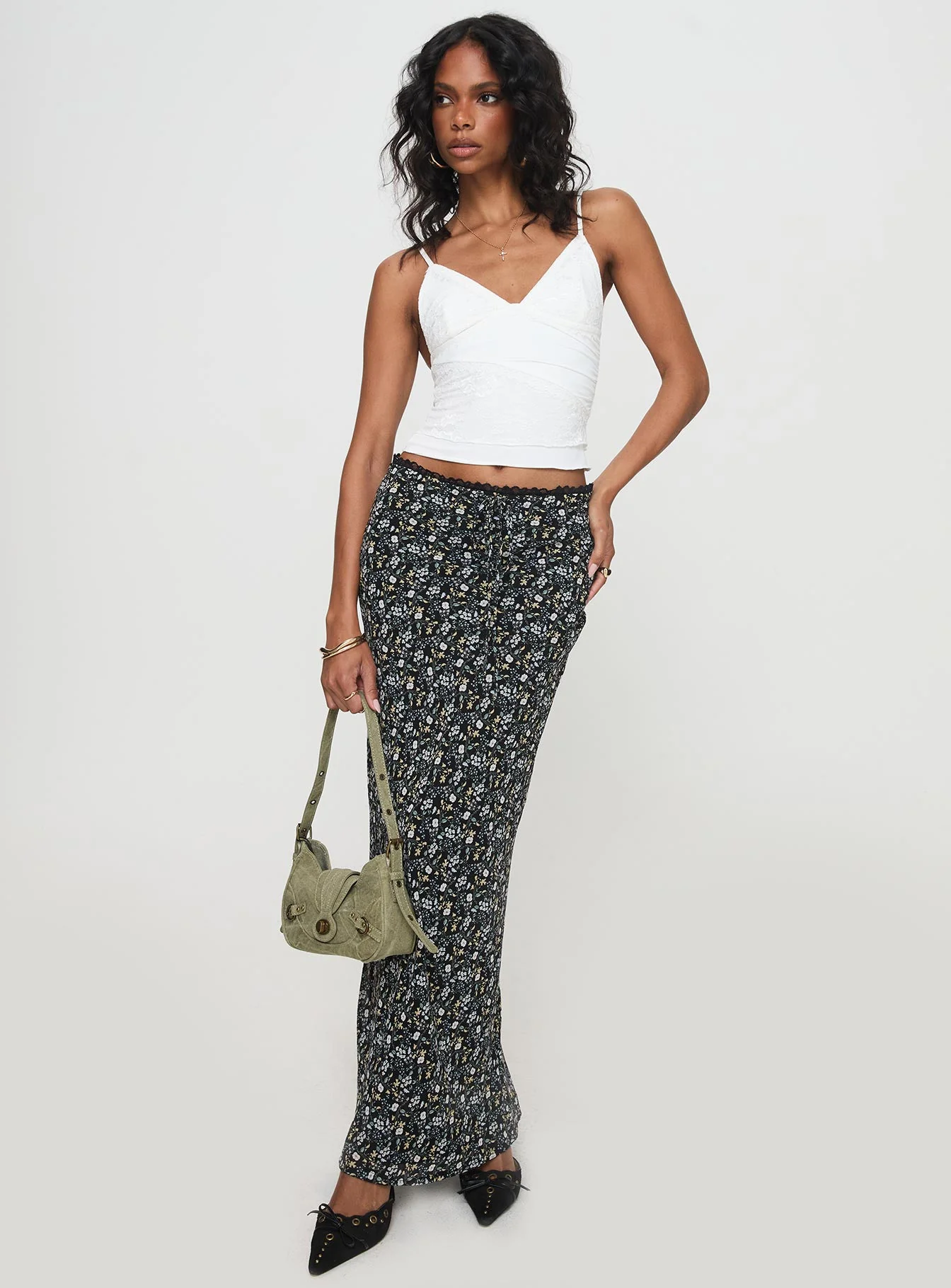 Emily Maxi Skirt Blue / Black Floral - Image 3