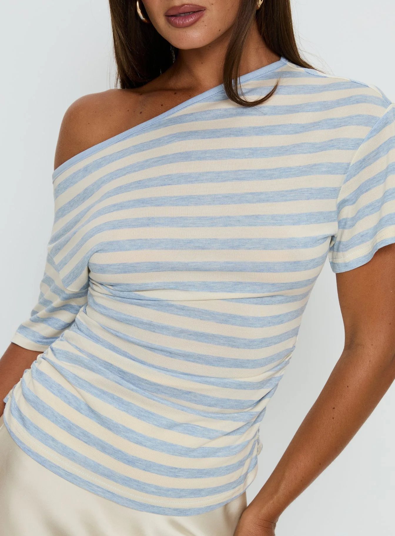 Emlynn Off Shoulder Top Blue Stripe - Image 6