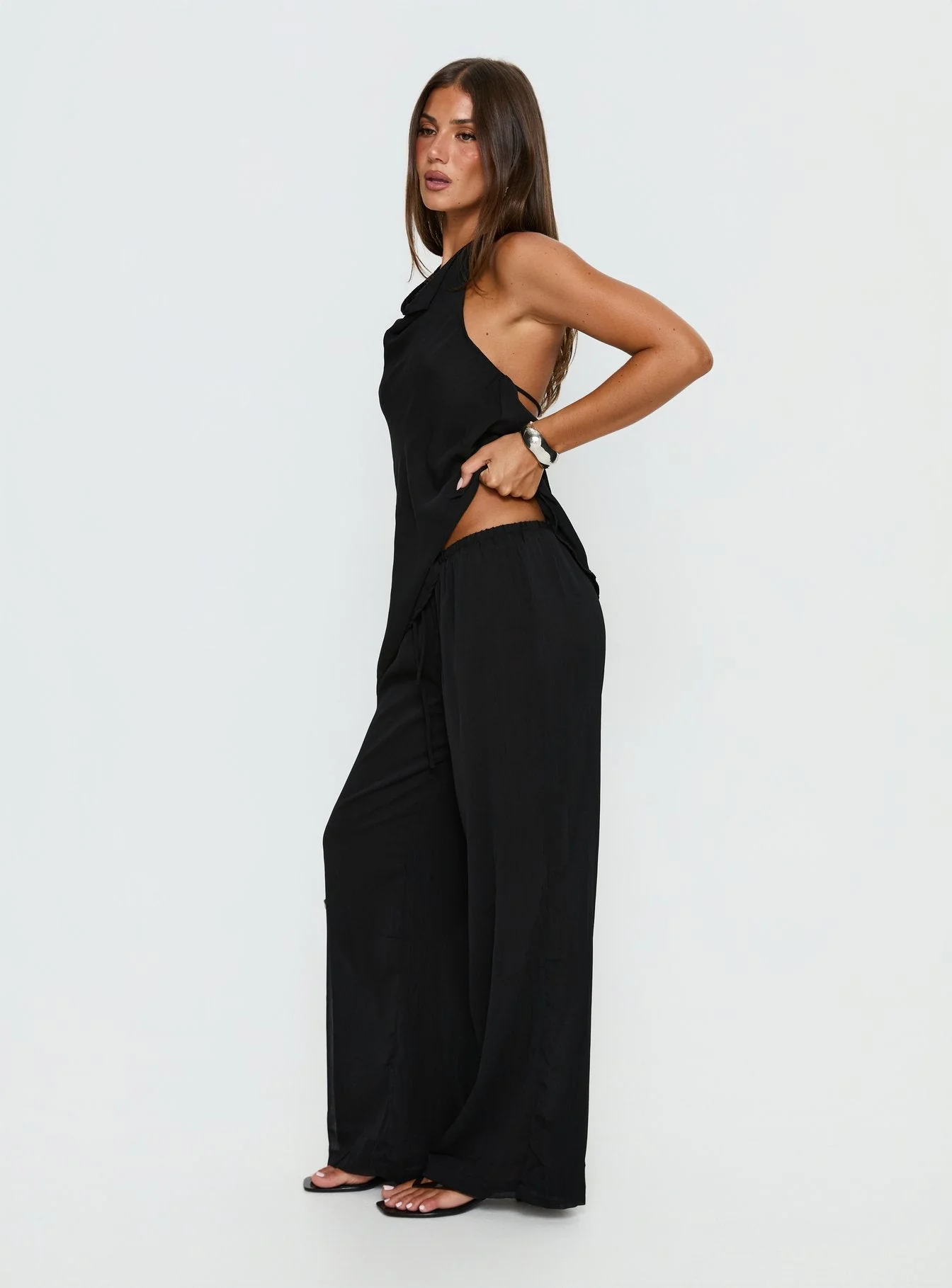 Emorisa Mid Rise Chiffon Pant Black - Image 4