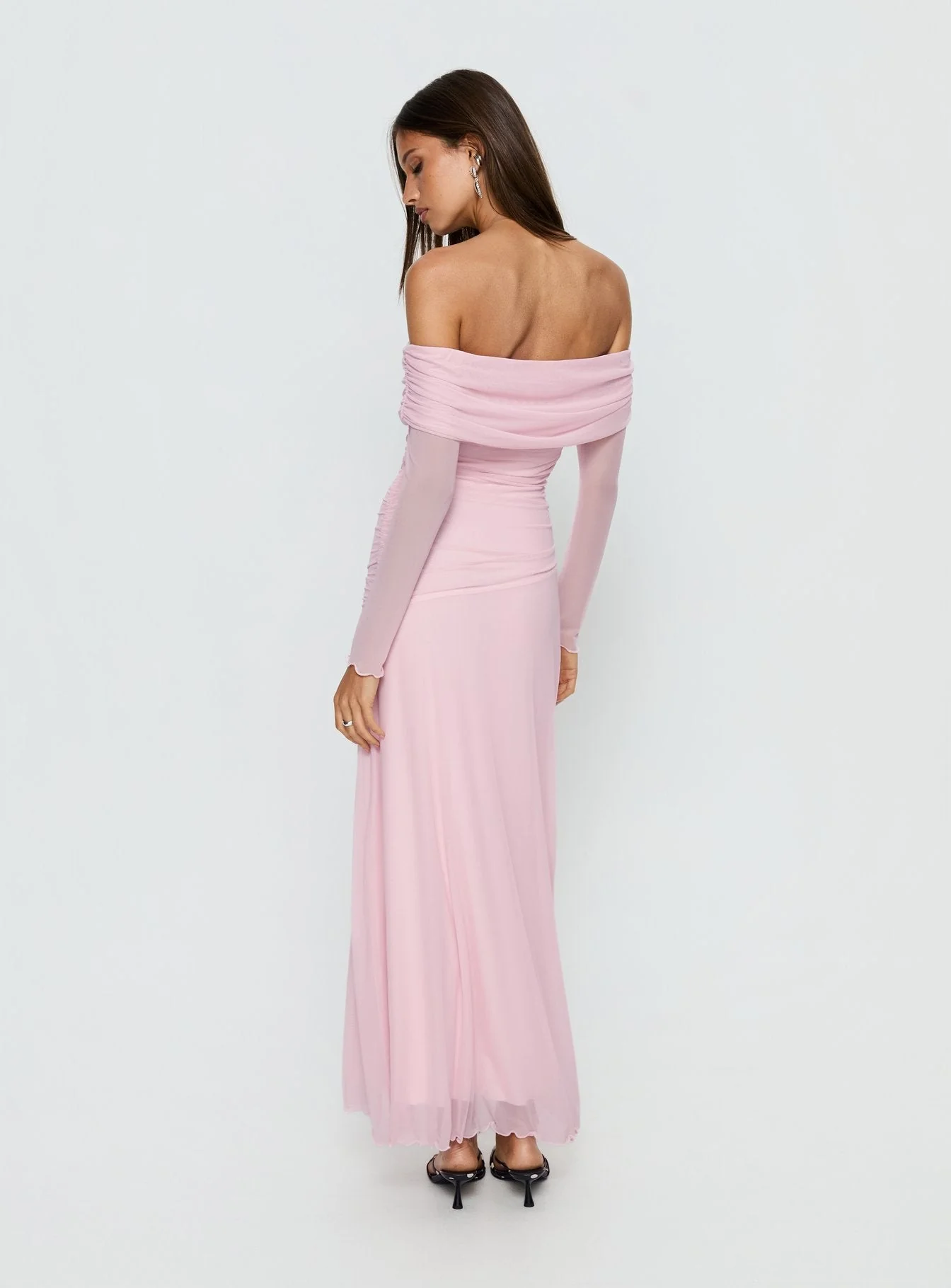 Emorissa Off Shoulder Long Sleeve Maxi Dress Soft Pink - Image 5