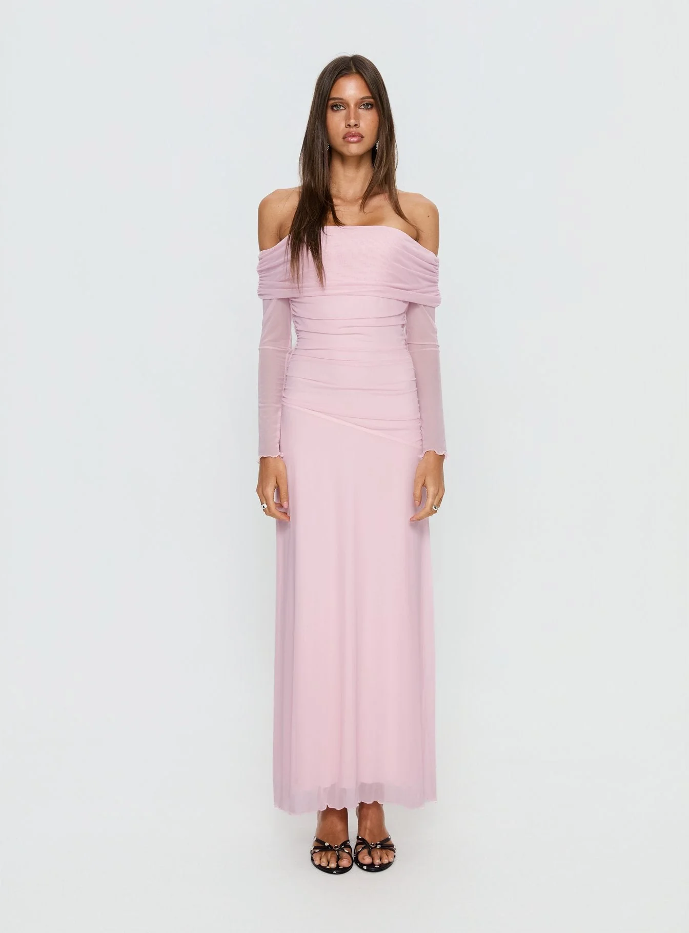 Emorissa Off Shoulder Long Sleeve Maxi Dress Soft Pink - Image 7