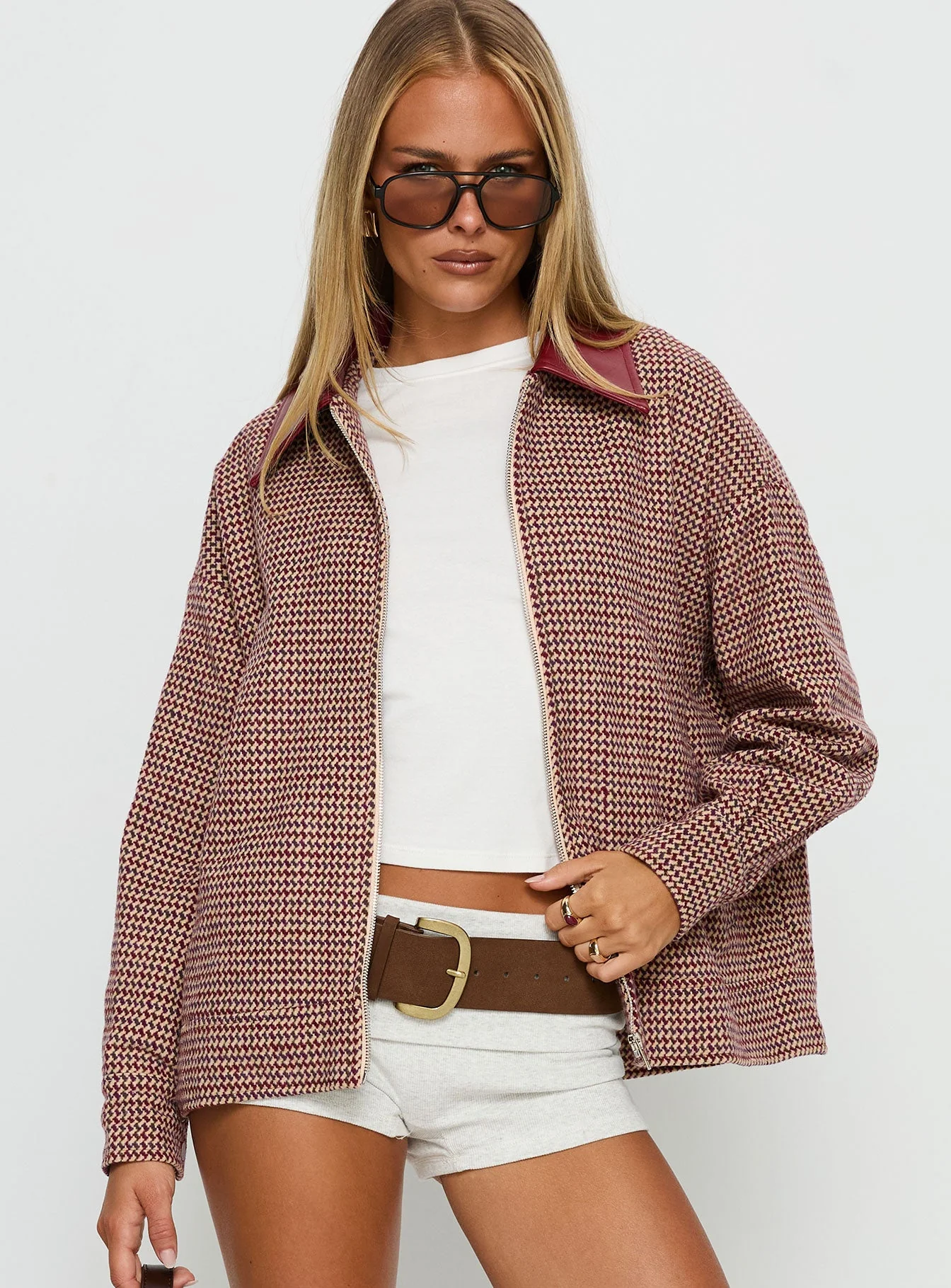 End Of The Day Collared Jacket Red Multi - Image 2