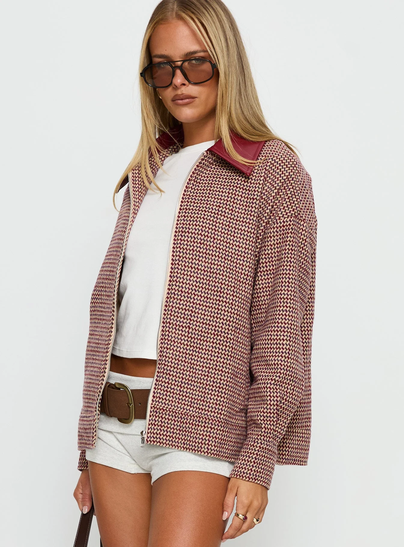 End Of The Day Collared Jacket Red Multi - Image 4