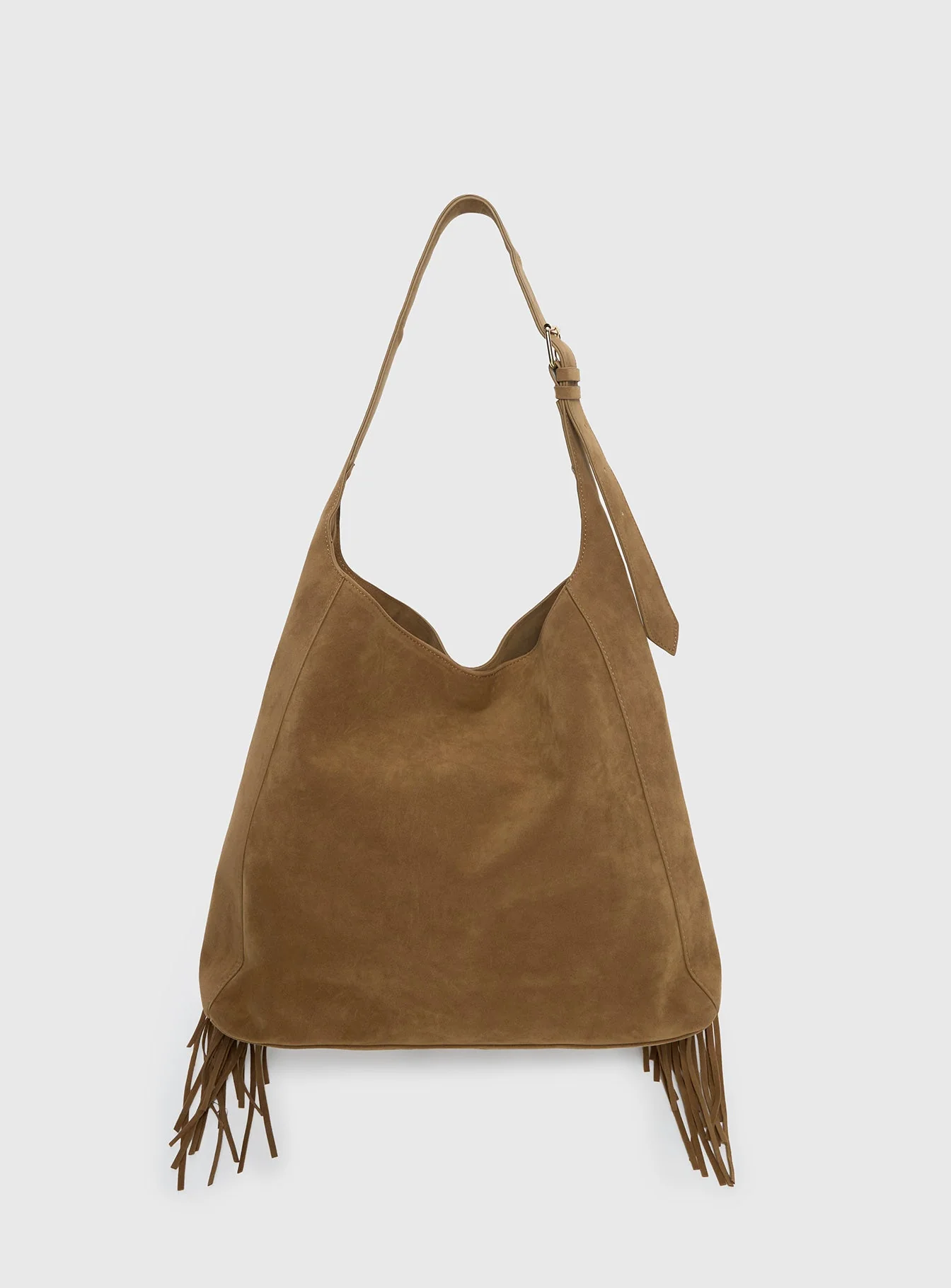 Endless Nights Tassel Faux Suede Shoulder Bag Brown - Image 3