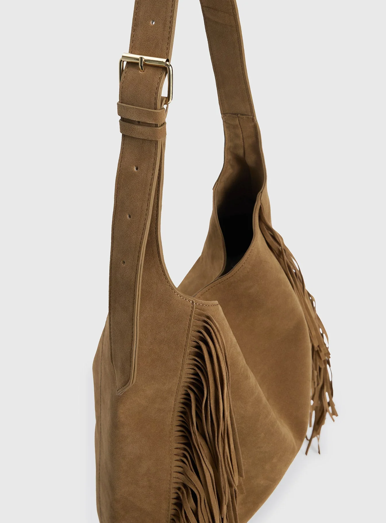 Endless Nights Tassel Faux Suede Shoulder Bag Brown - Image 5