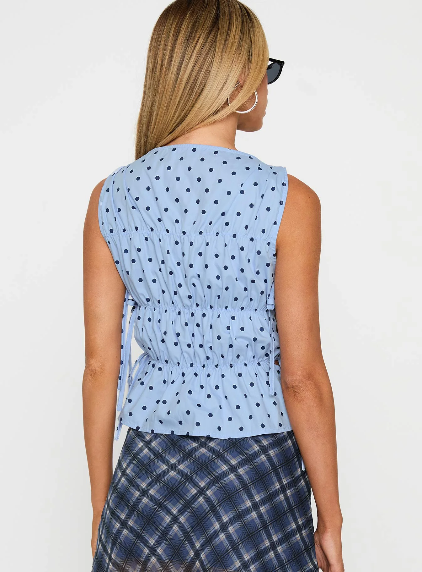 Endless Summers Tie Side Top Blue Polka Dot - Image 5