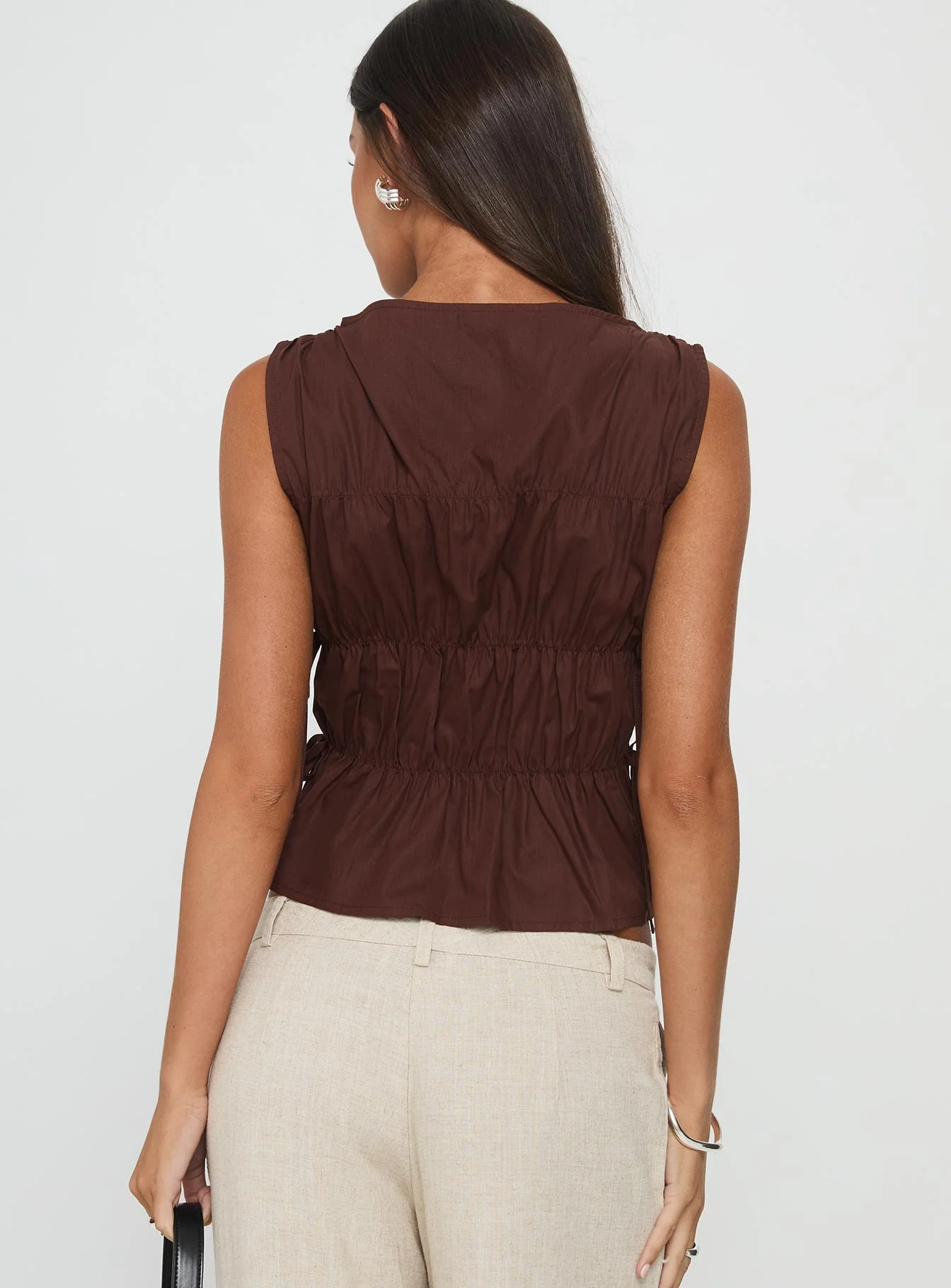 Endless Summers Tie Side Top Chocolate - Image 4