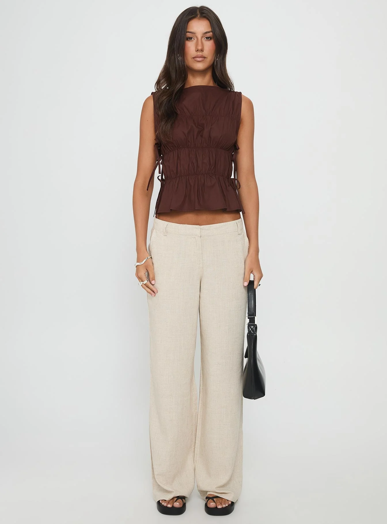 Endless Summers Tie Side Top Chocolate - Image 6