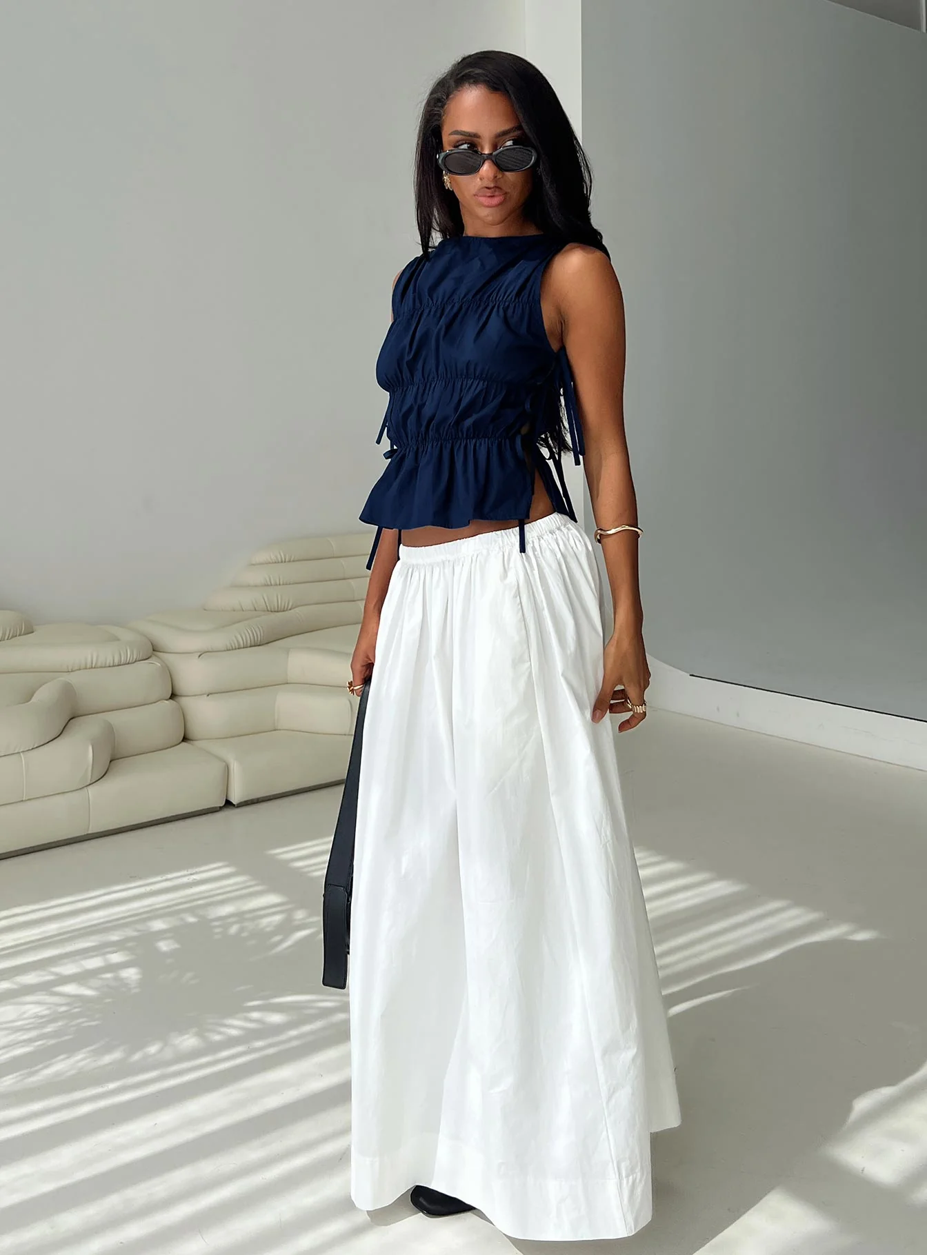 Endless Summers Tie Side Top Navy - Image 2