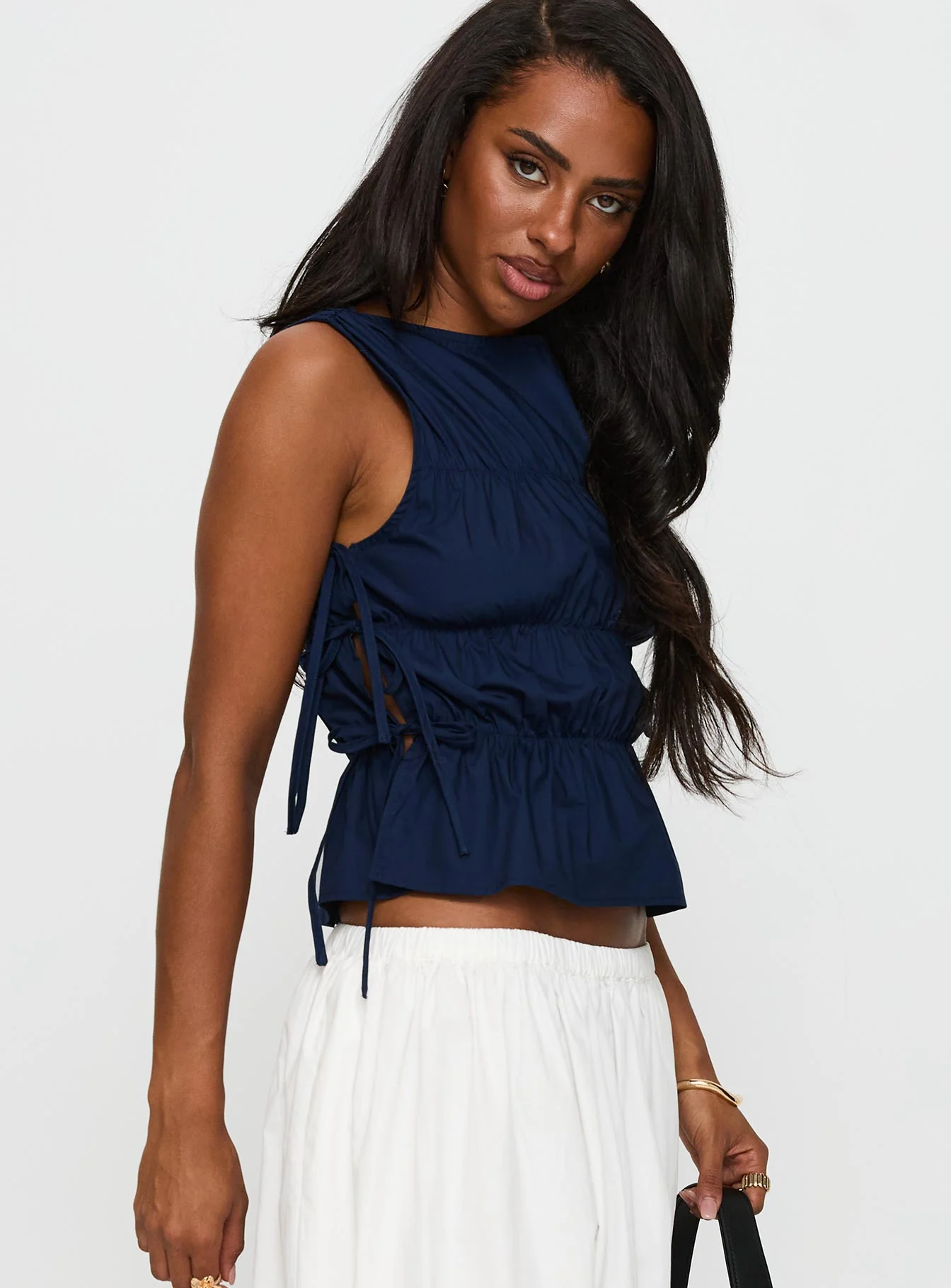 Endless Summers Tie Side Top Navy - Image 5
