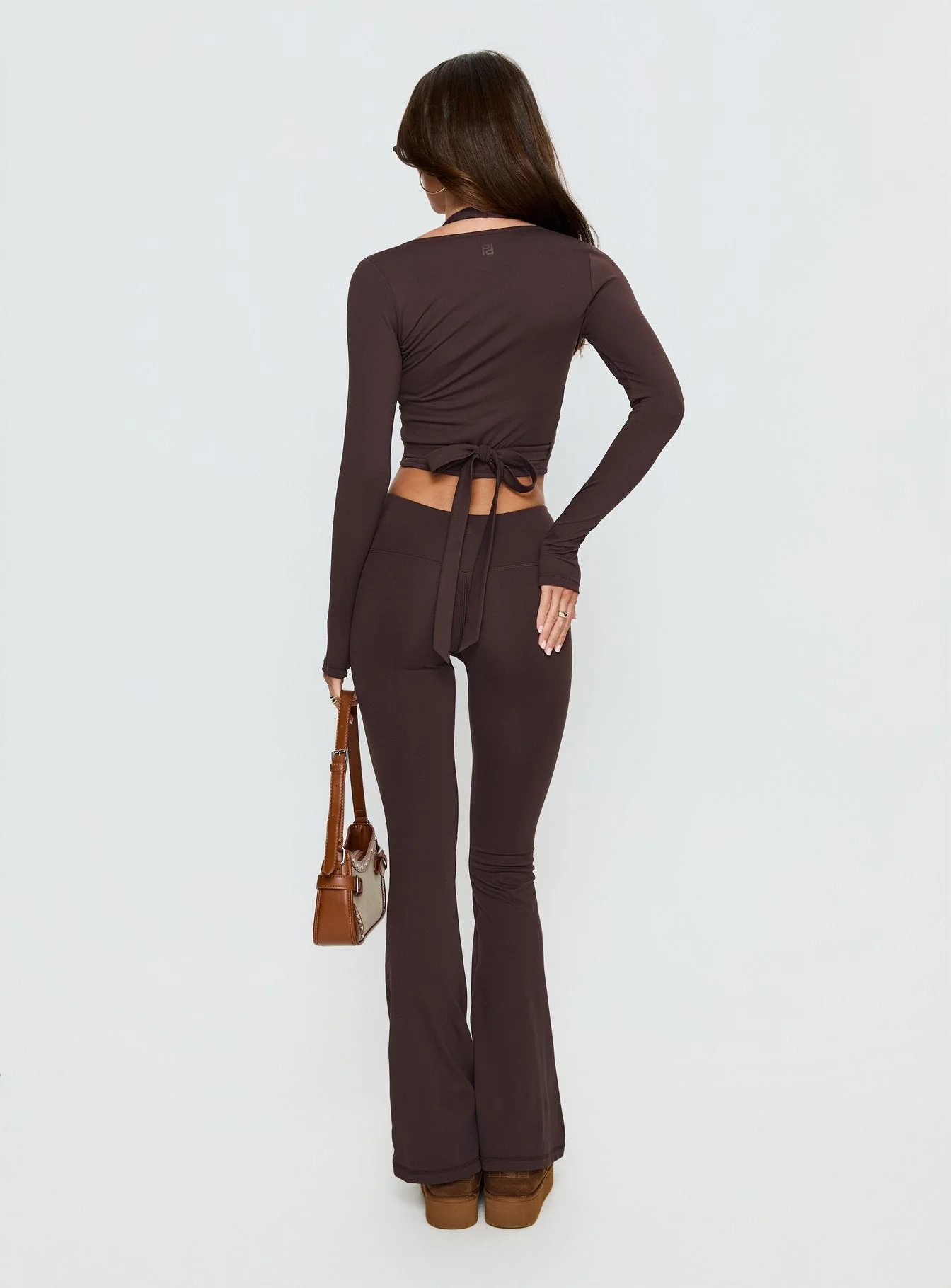 Energize Active Invisible Scrunch Flare Leggings Brown - Image 5