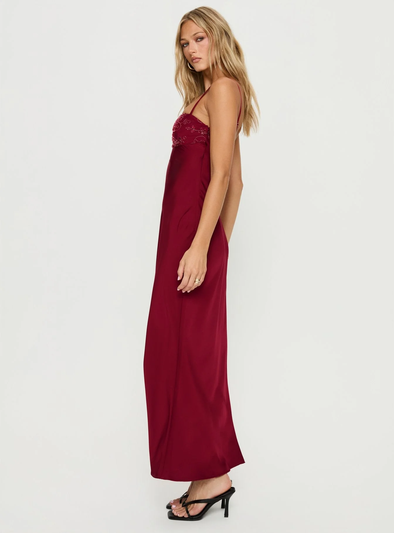 Engracia Sequin Maxi Dress Burgundy - Image 4