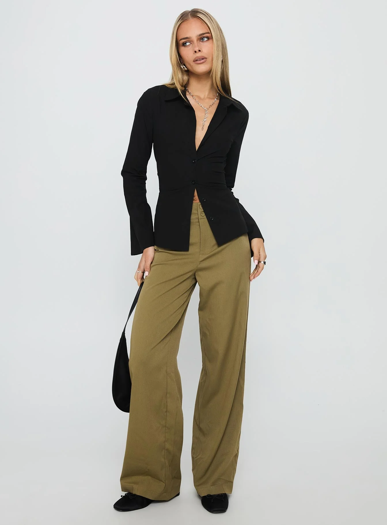 Eryx Tie Back Button Up Top Black - Image 2