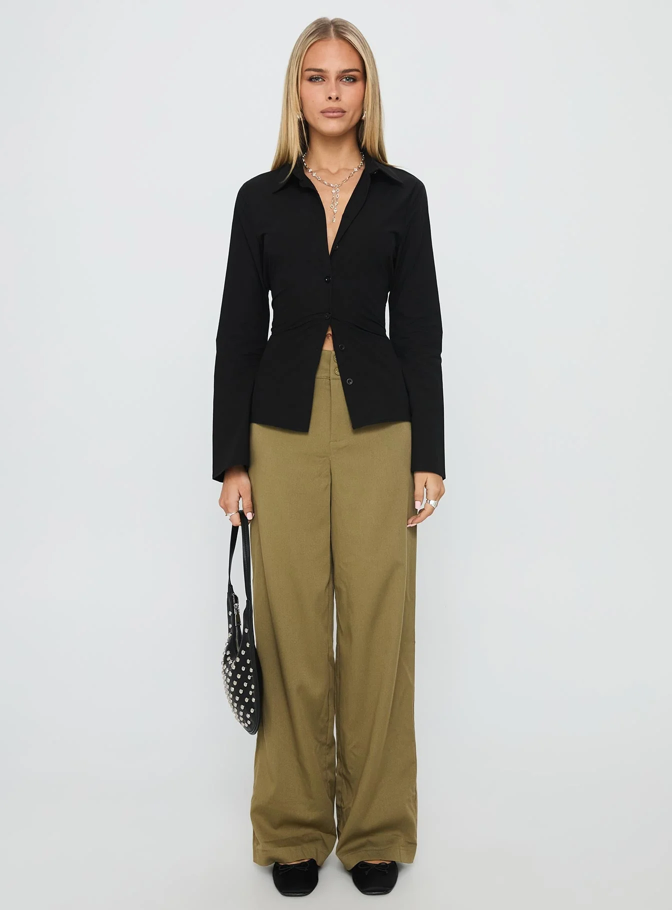 Eryx Tie Back Button Up Top Black - Image 6