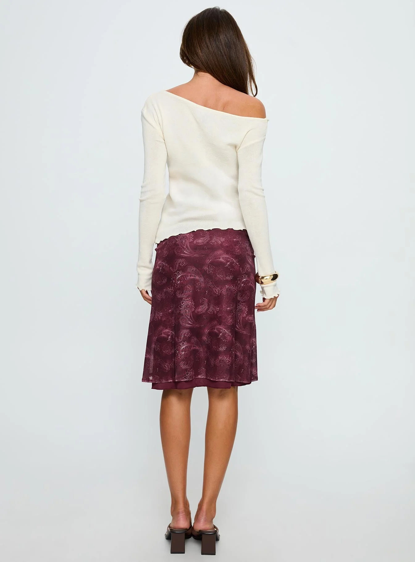 Esmeray Midi Skirt Mesh Tonal Paisley Plum - Image 5