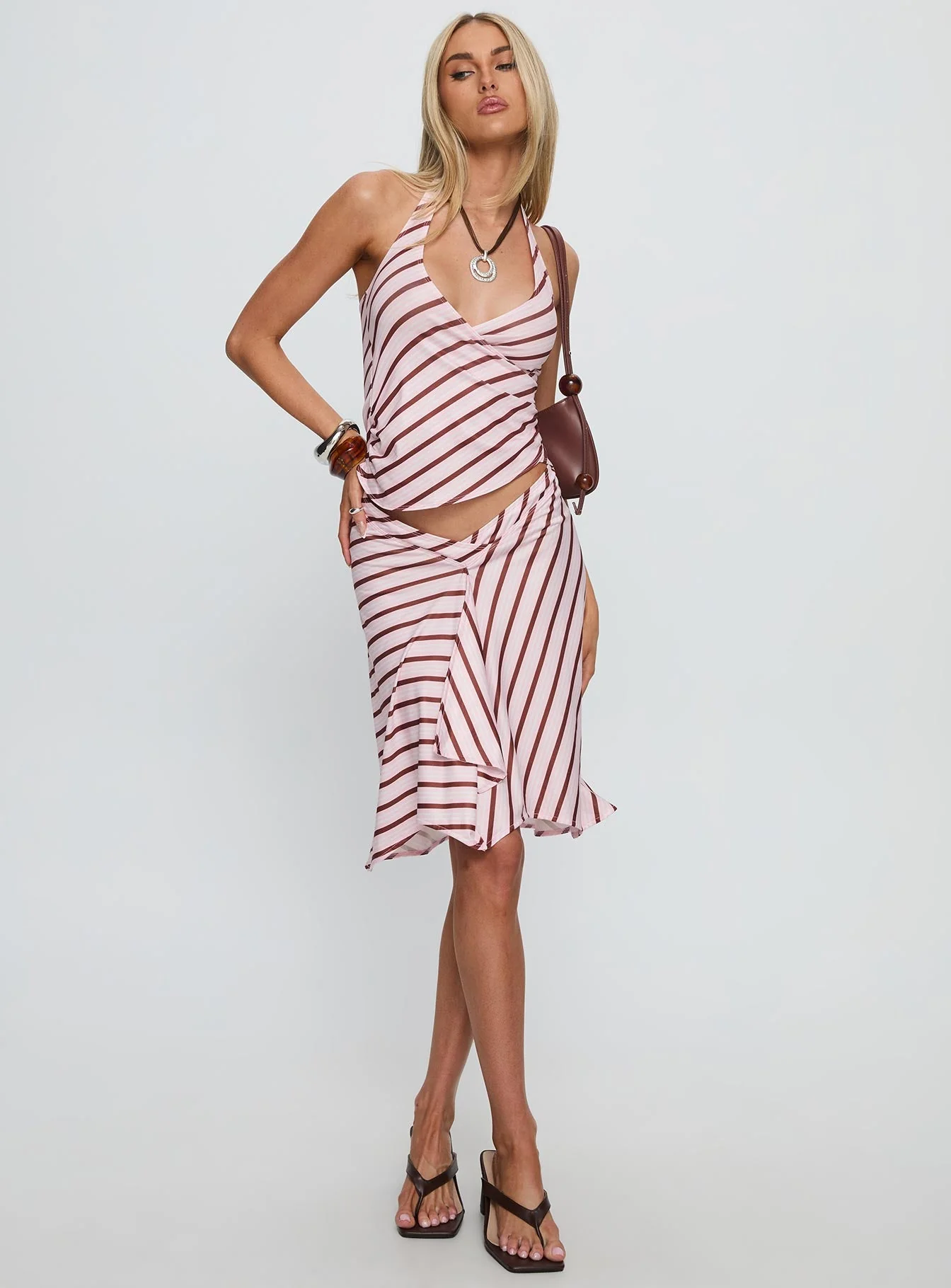 Esmeray Midi Skirt Pink Stripe - Image 2