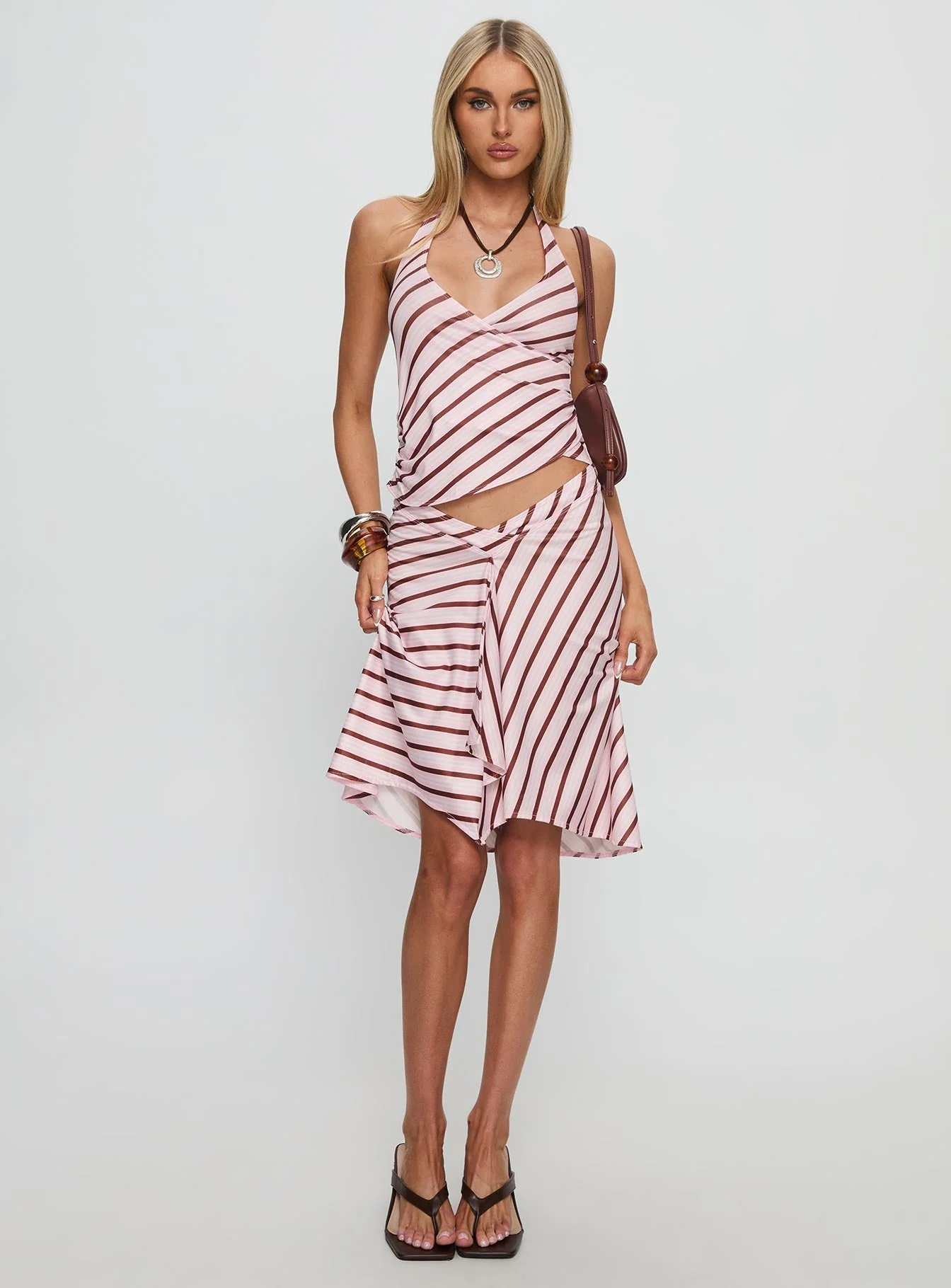 Esmeray Midi Skirt Pink Stripe - Image 3