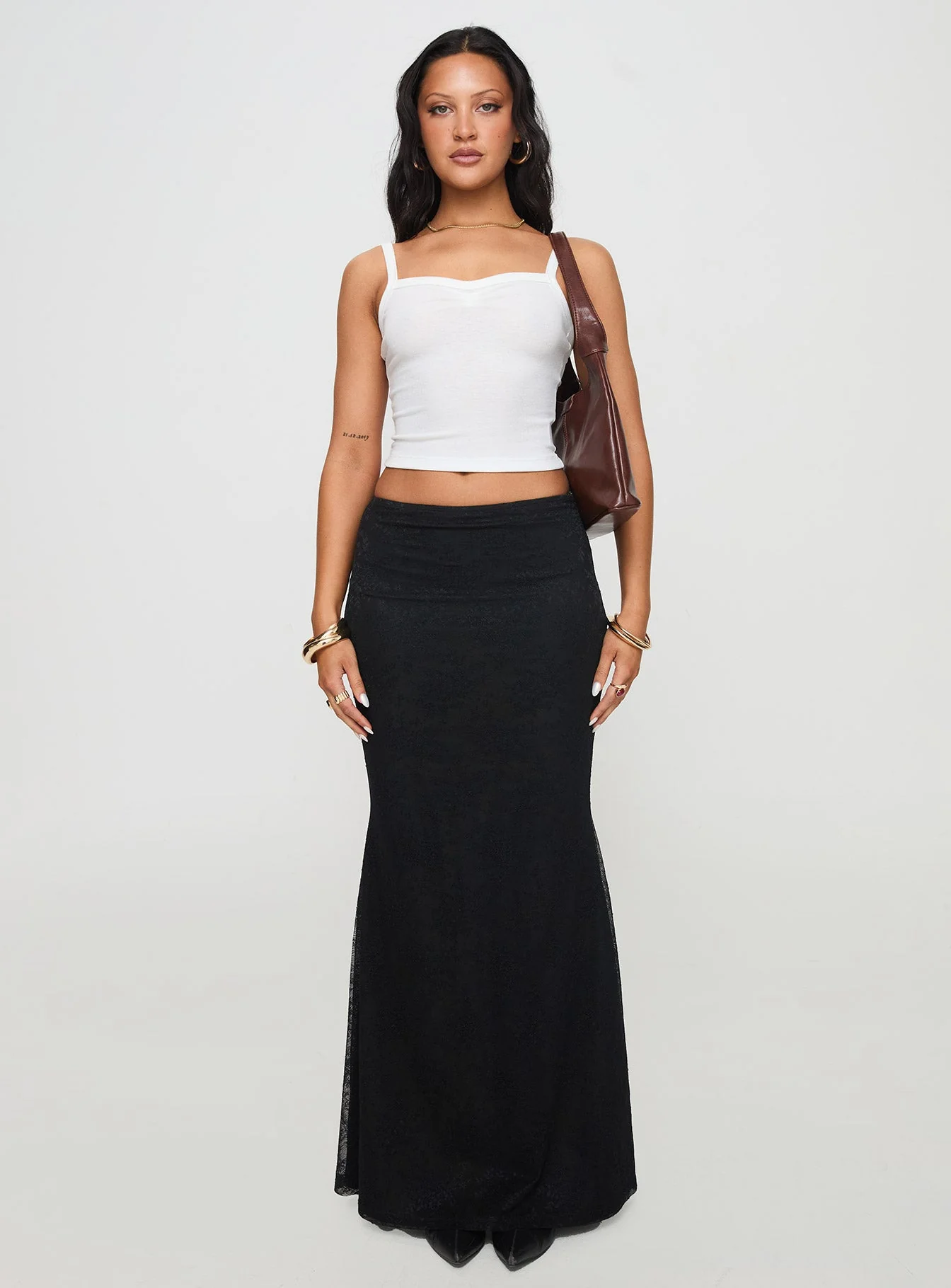 Essentials Ruched Rib Cami Top White - Image 7