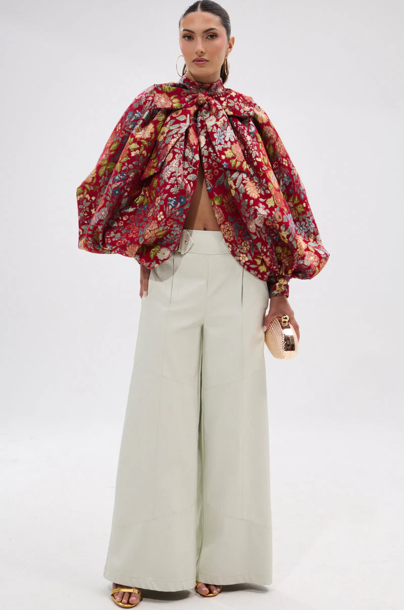 ETHEREAL FLORAL PUFF SLEEVE BROCADE TOP - Image 10