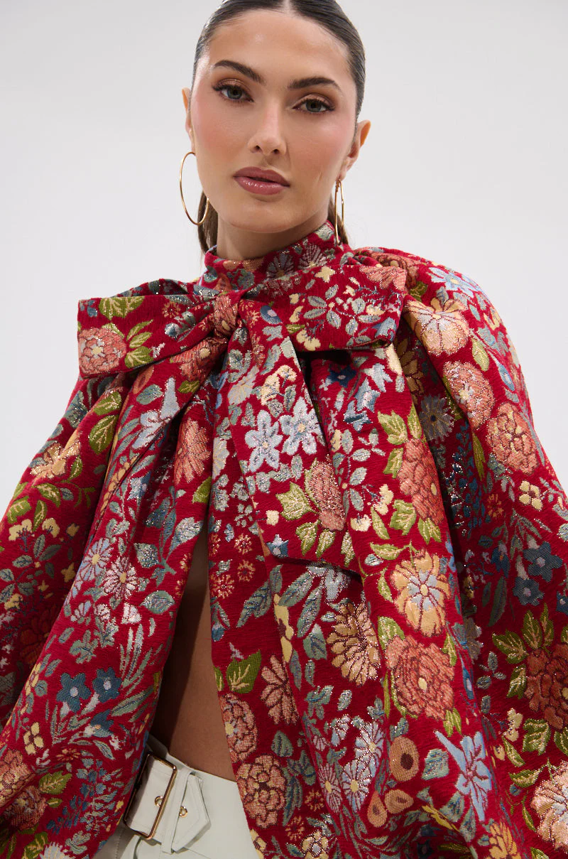 ETHEREAL FLORAL PUFF SLEEVE BROCADE TOP - Image 11