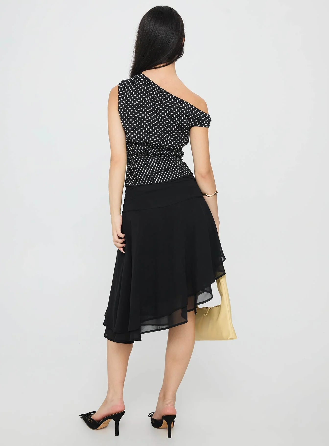 Evanescence Asymmetrical Midi Skirt Black - Image 5
