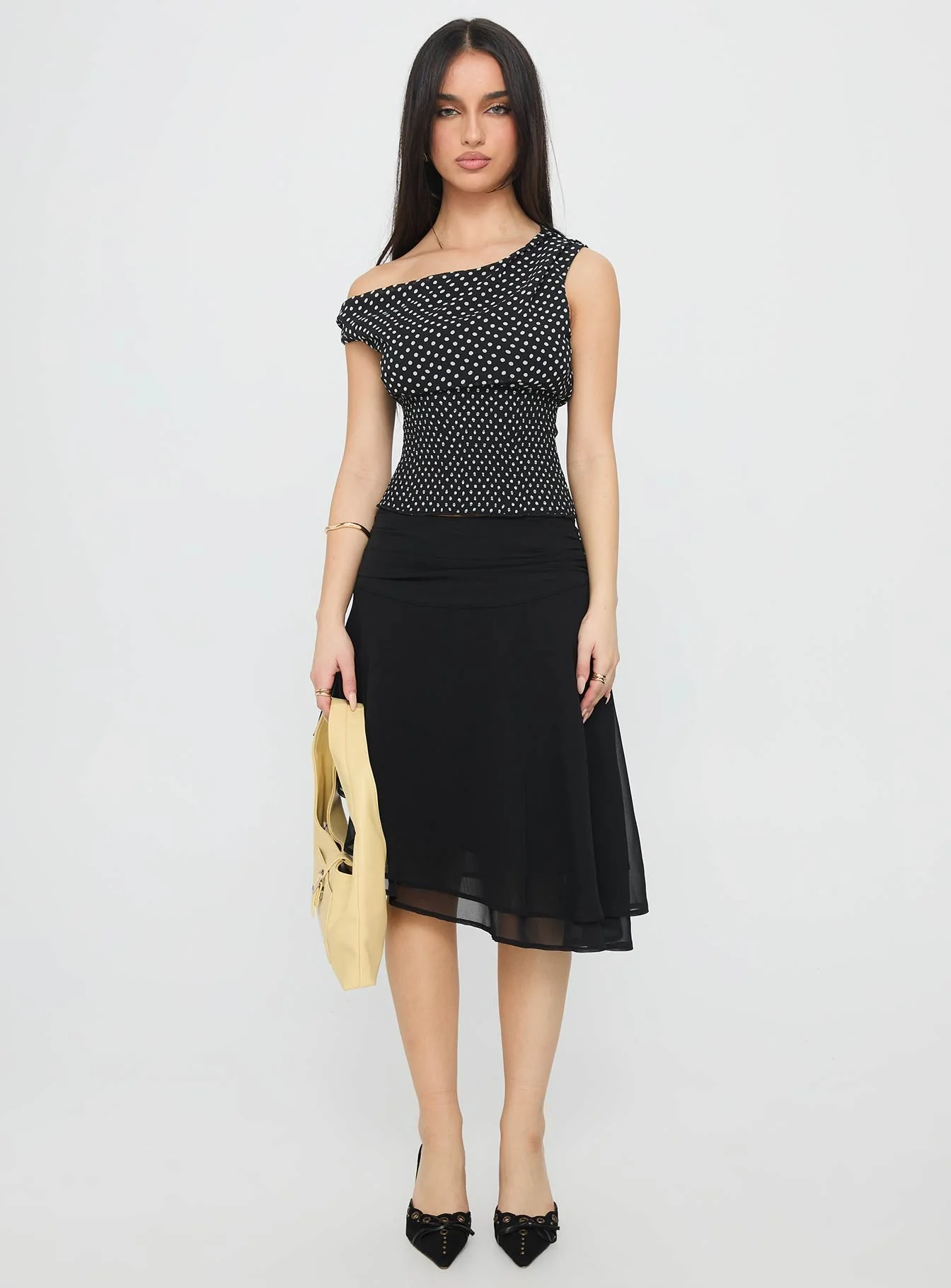 Evanescence Asymmetrical Midi Skirt Black - Image 7