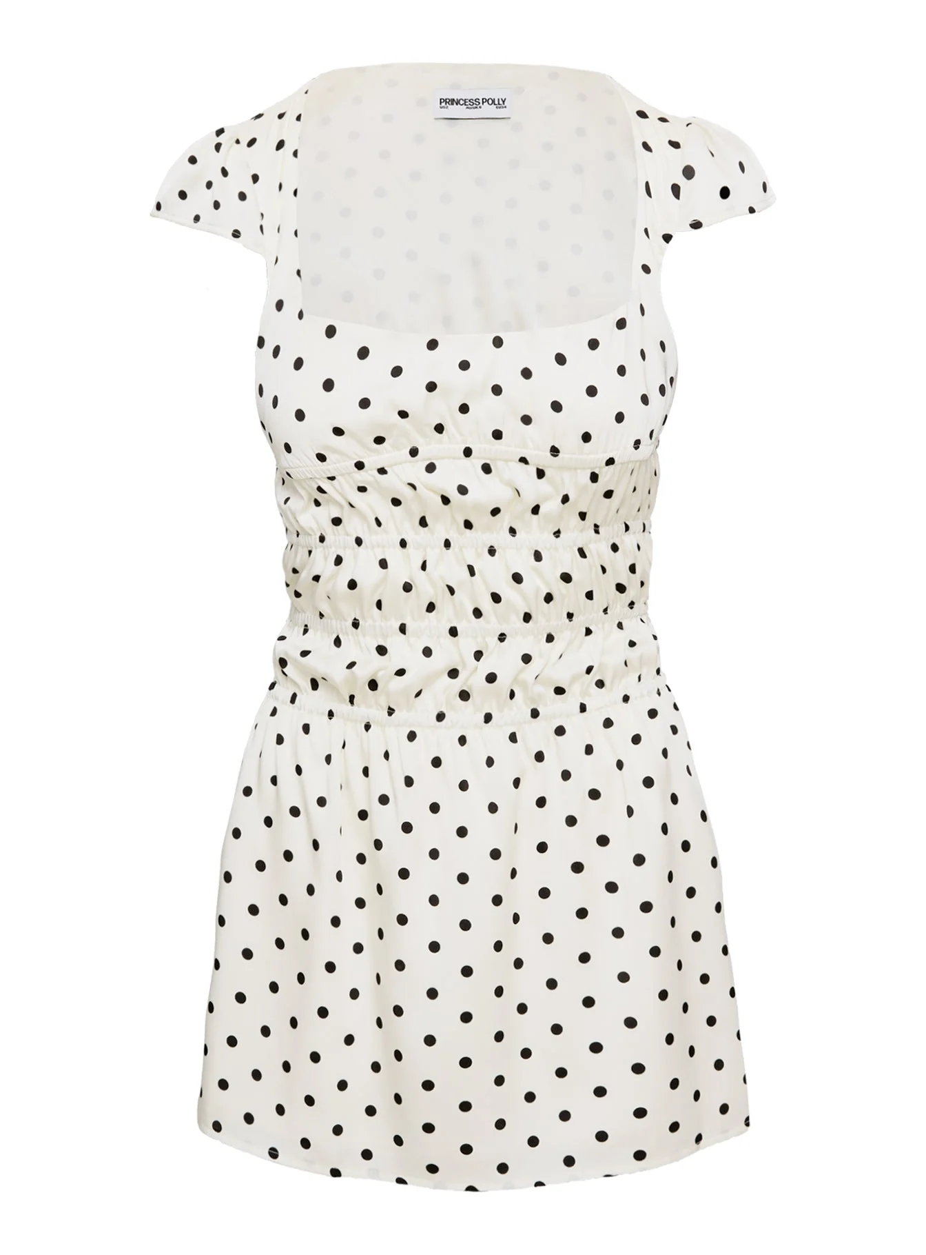 Evangelie Ruched Mini Dress White Polka - Image 5