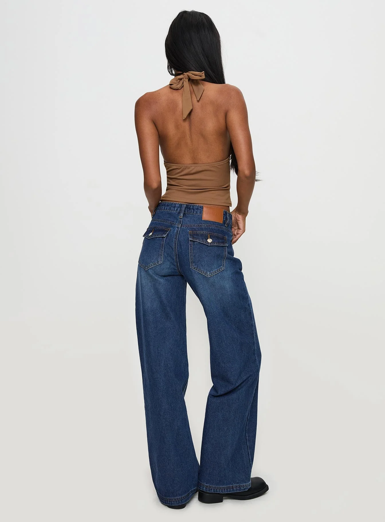 Everlong Mid Rise Wide Leg Jeans Dark Blue Wash - Image 5