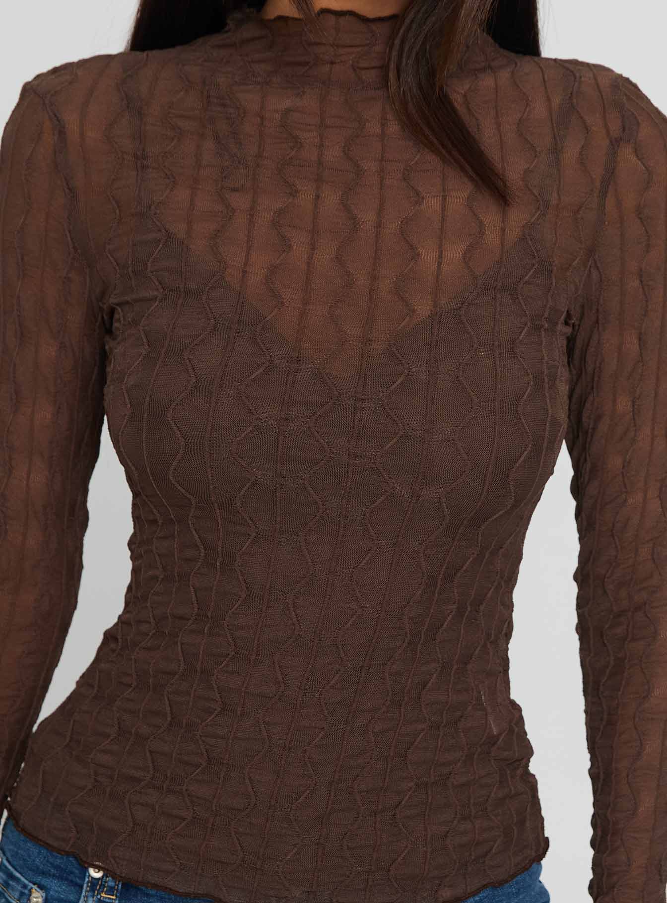 Fabiana Layered Long Sleeve Top Brown - Image 6