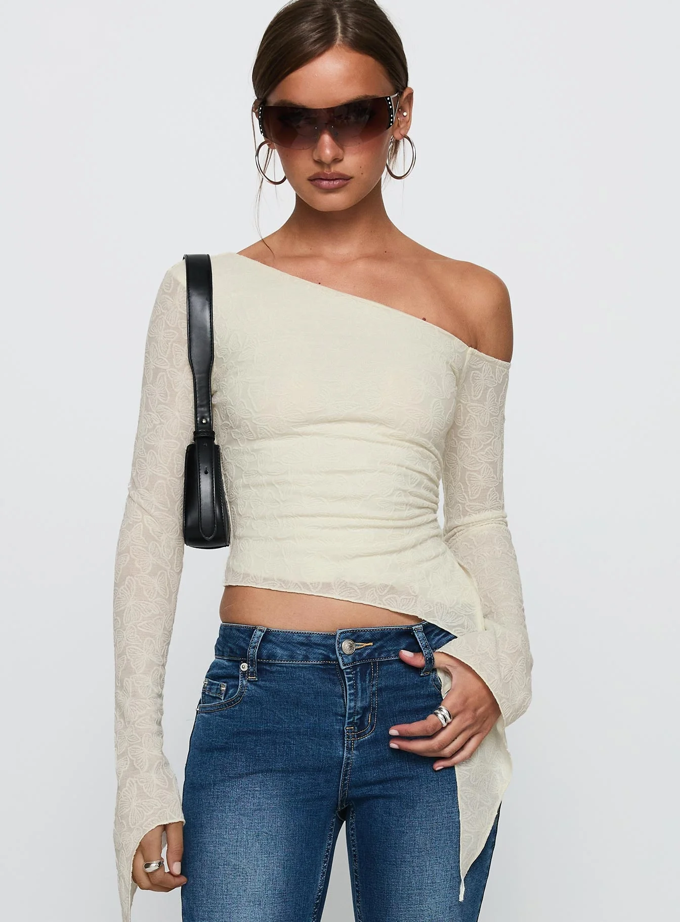 Face Card Long Sleeve Top Cream - Image 2