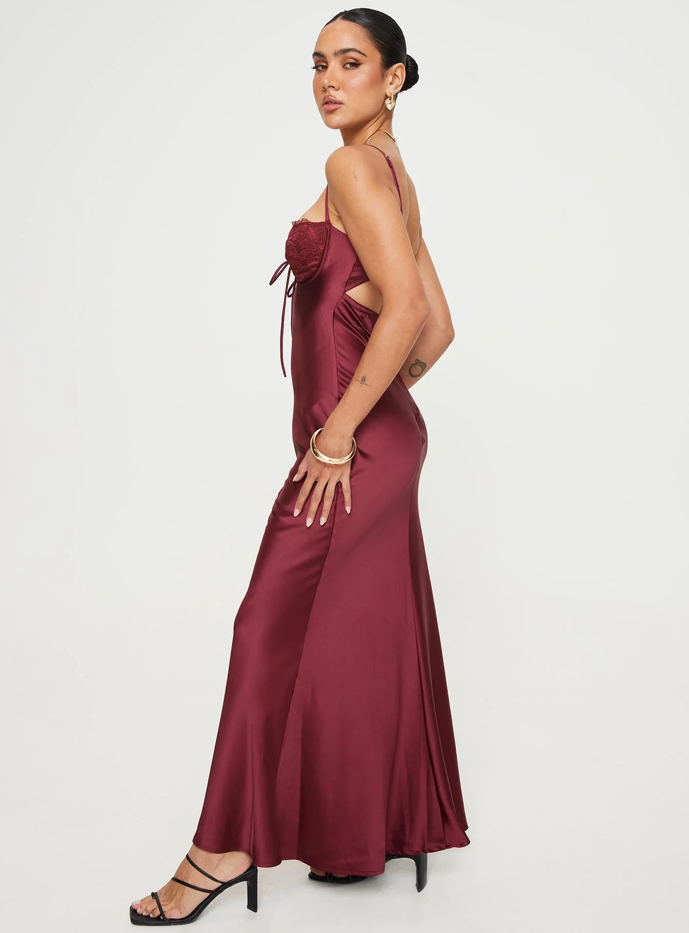Fadyen Bias Cut Maxi Dress Burgundy - Image 4
