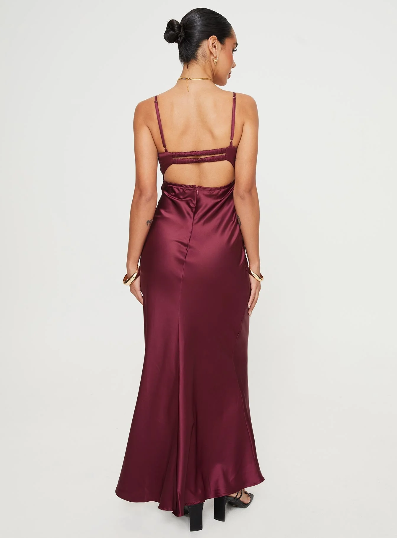 Fadyen Bias Cut Maxi Dress Burgundy - Image 5