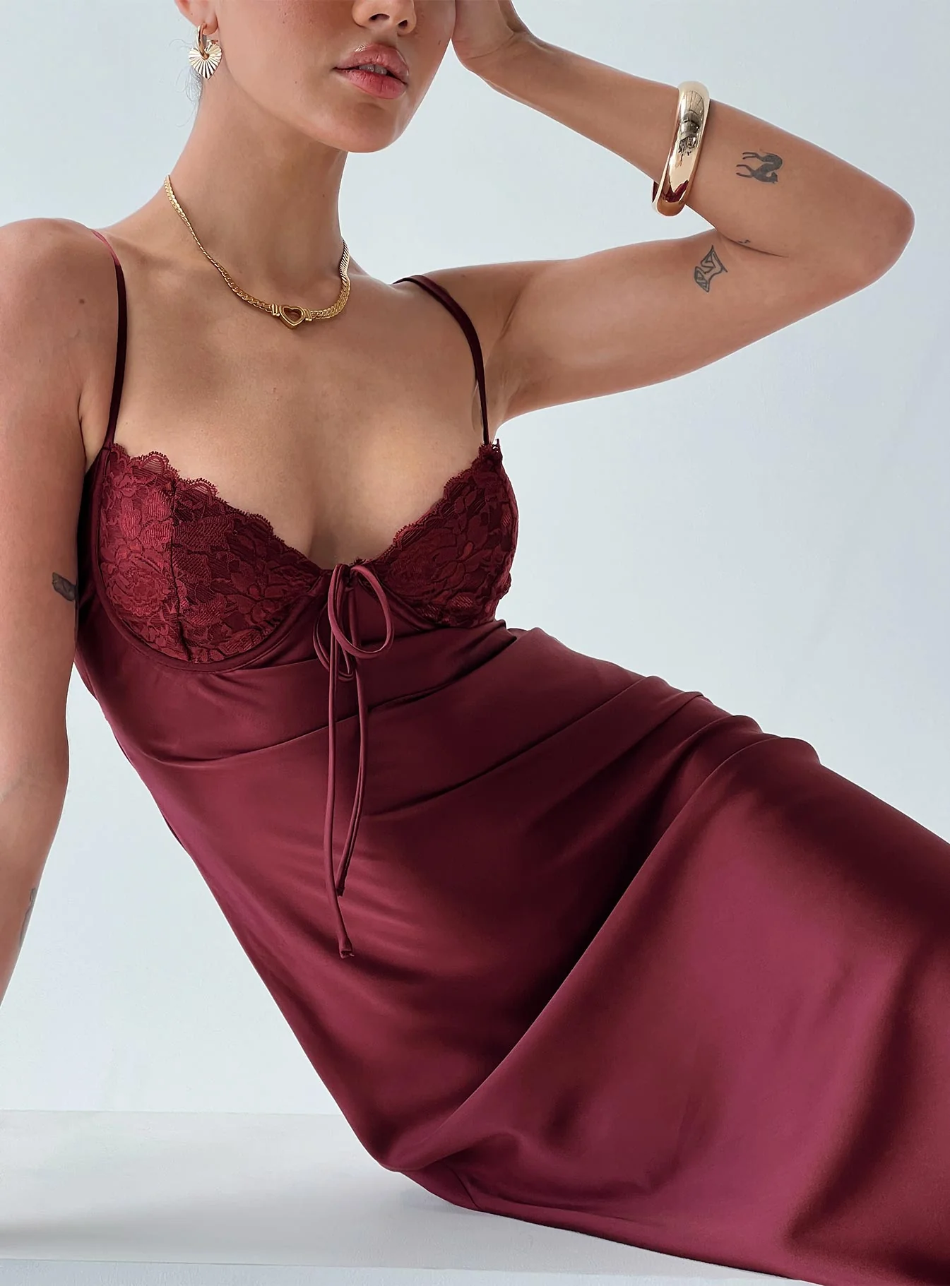 Fadyen Bias Cut Maxi Dress Burgundy - Image 6
