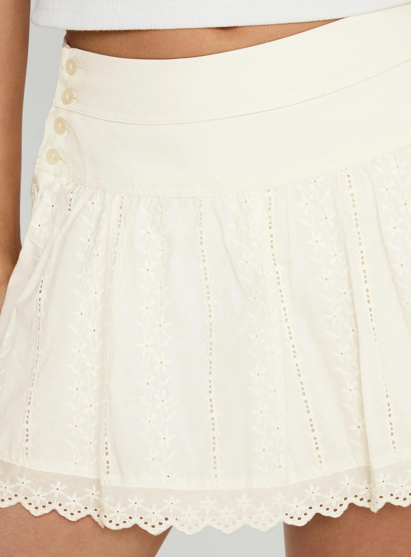 Fairylike Broderie Mini Skirt Ivory - Image 6