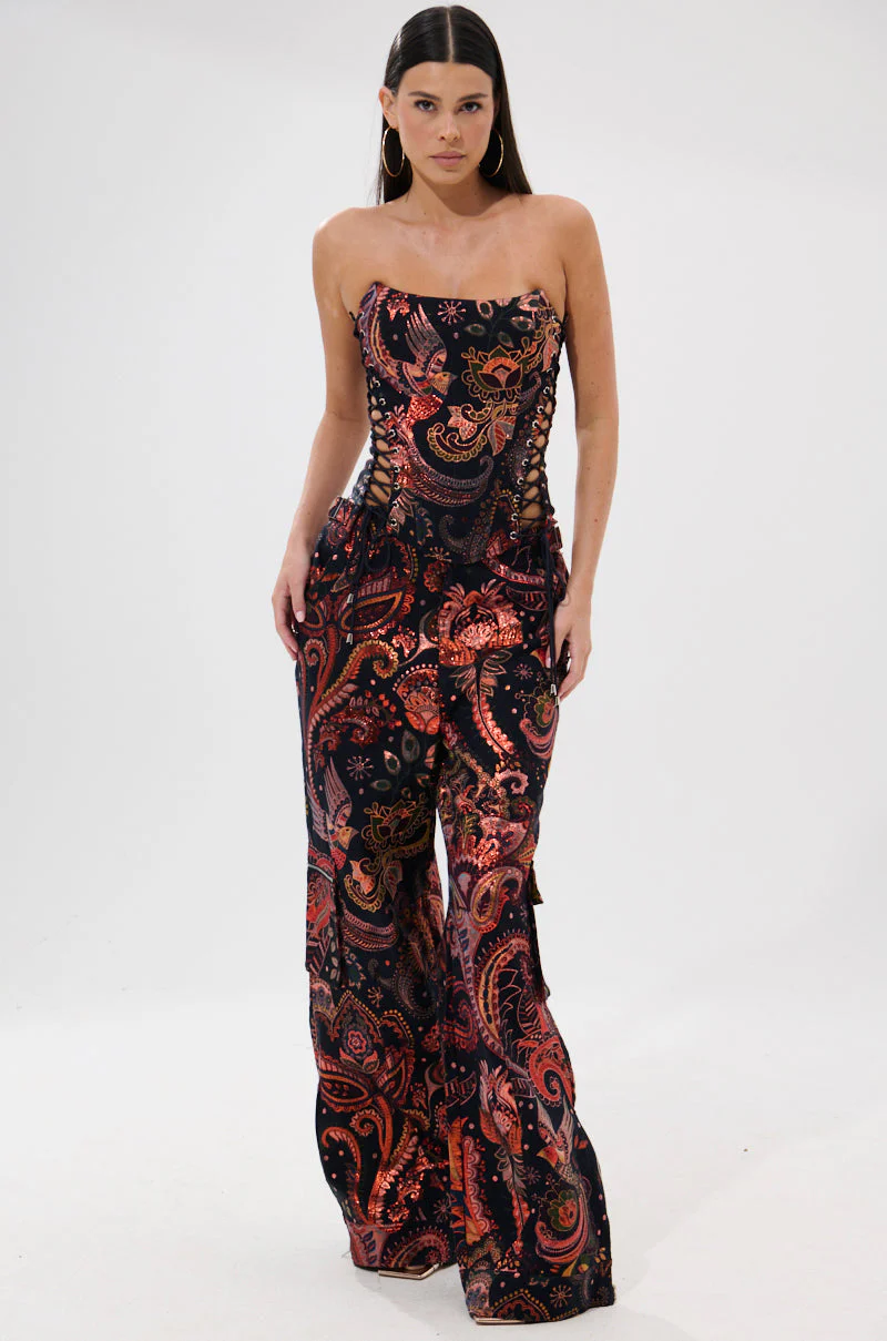 FALL VIBES BROCADE CORSET WITH LACE UP SIDES - Image 5