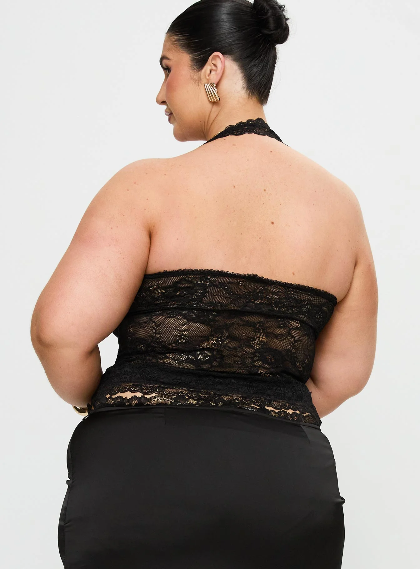 Fantasize Lace Halter Top Black Curve - Image 5