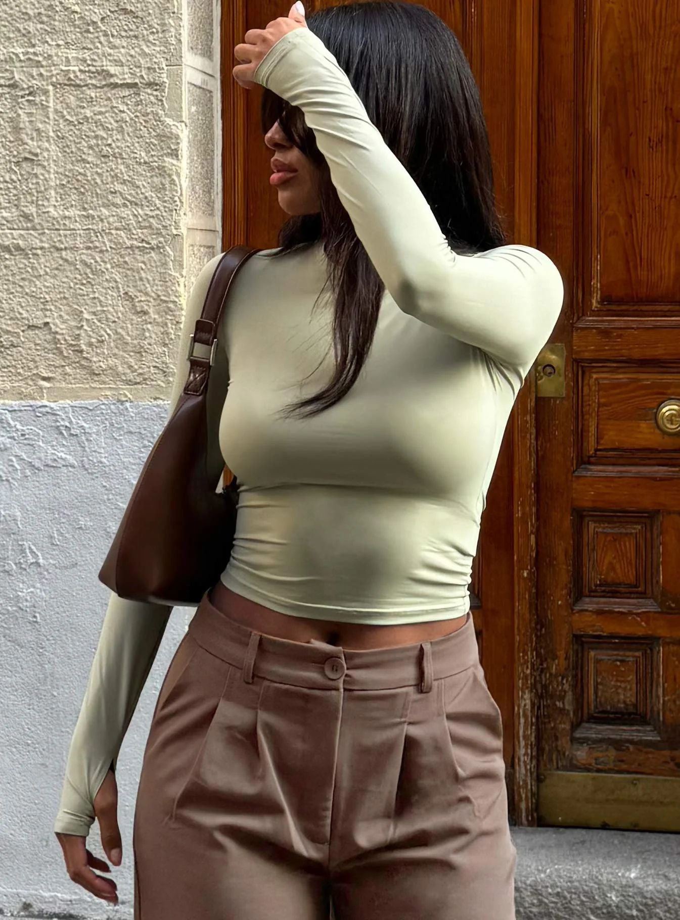 Farro Long Sleeve Top Sage - Image 2