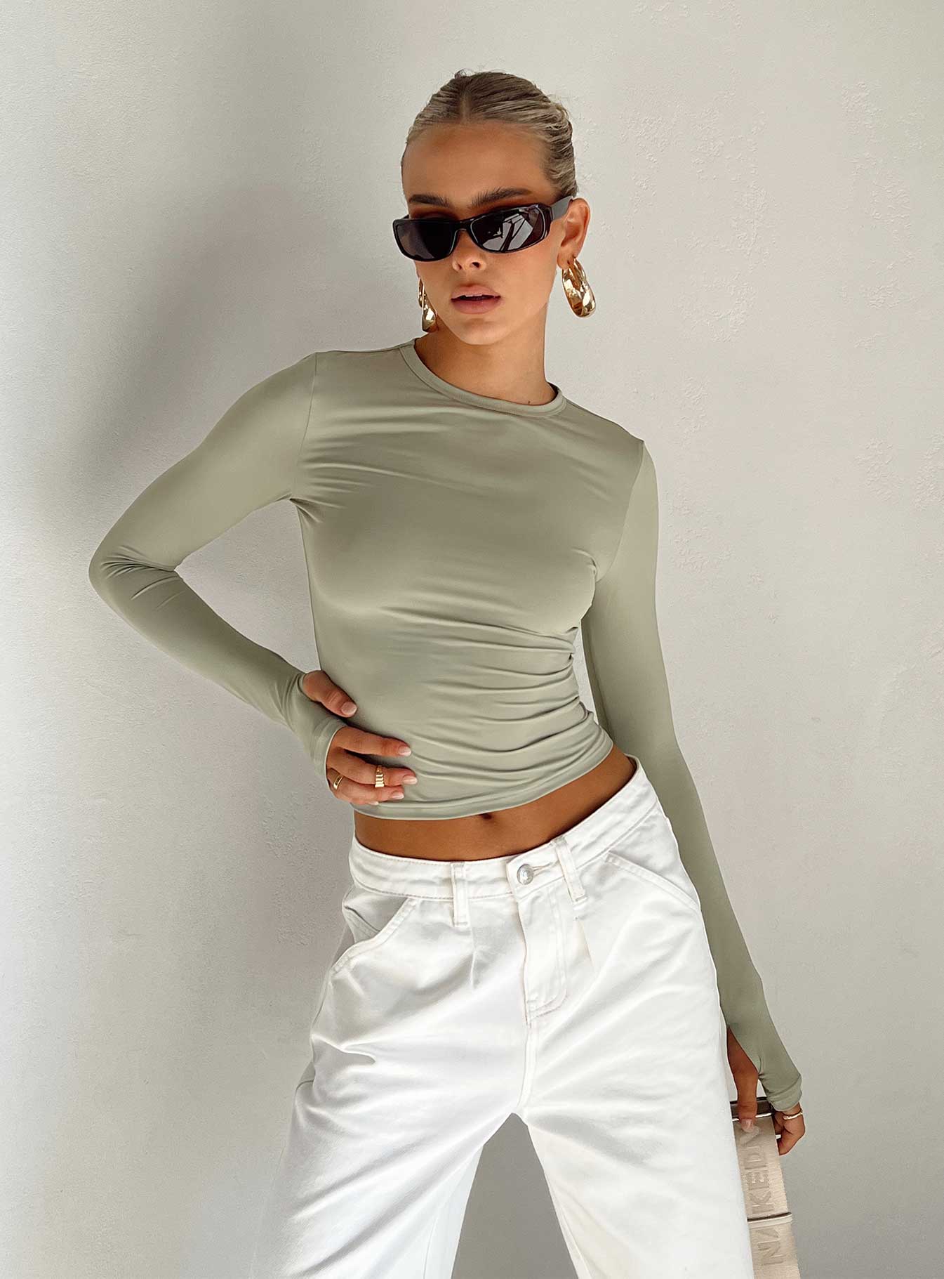 Farro Long Sleeve Top Sage - Image 4