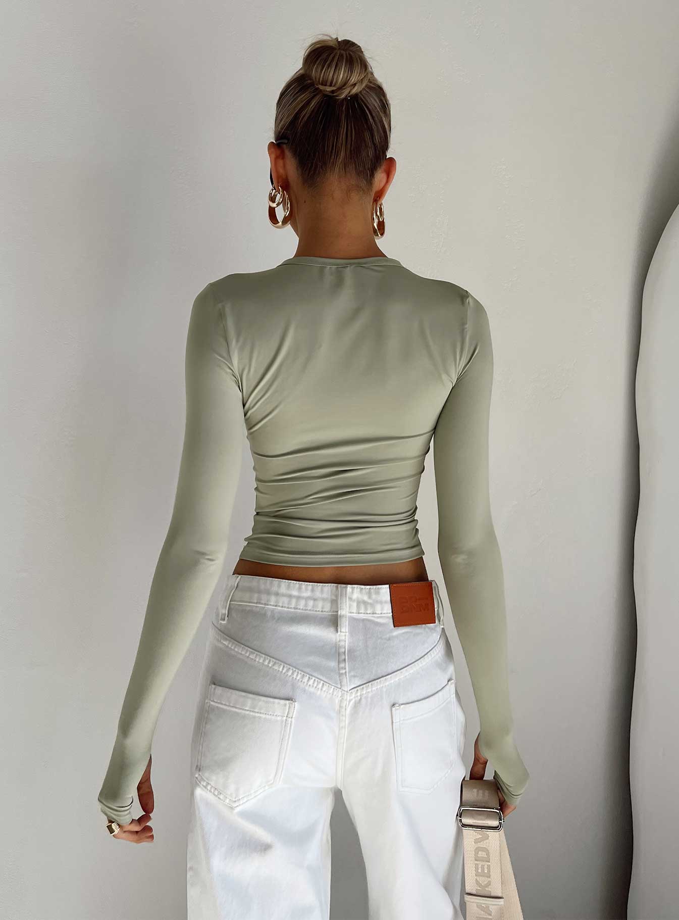 Farro Long Sleeve Top Sage - Image 7