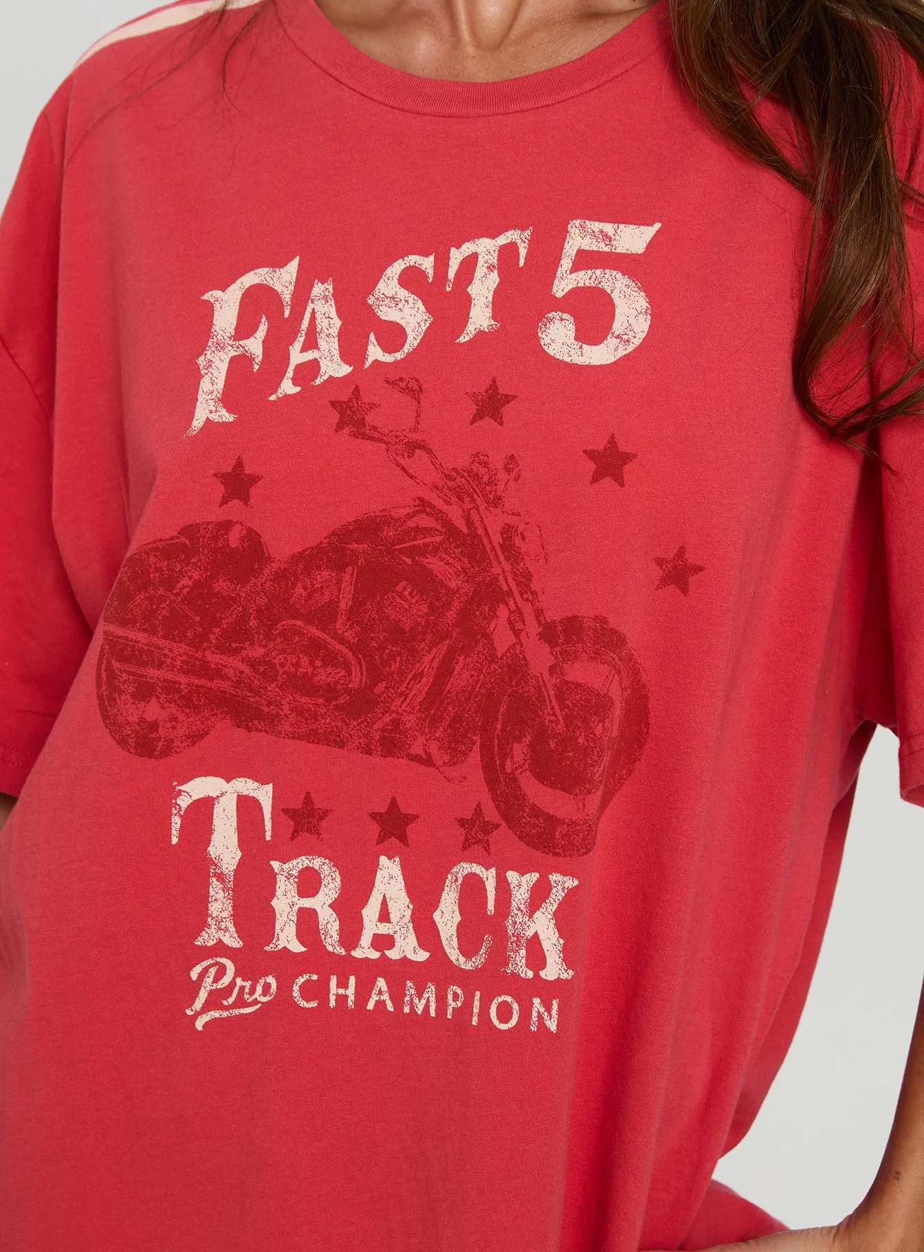 Fast Track Oversized Graphic Top Red - Image 5