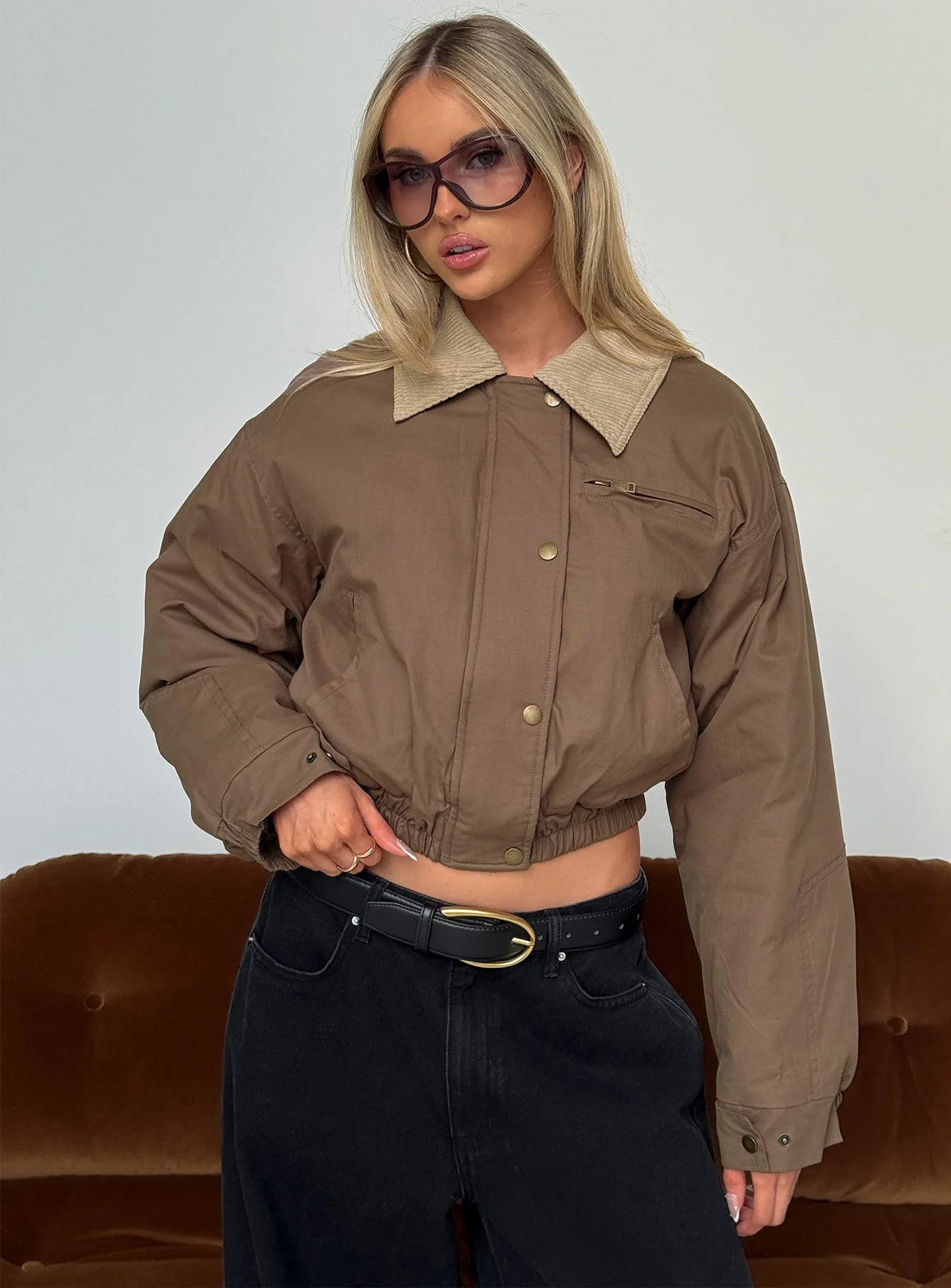 Fateful Collared Jacket Brown