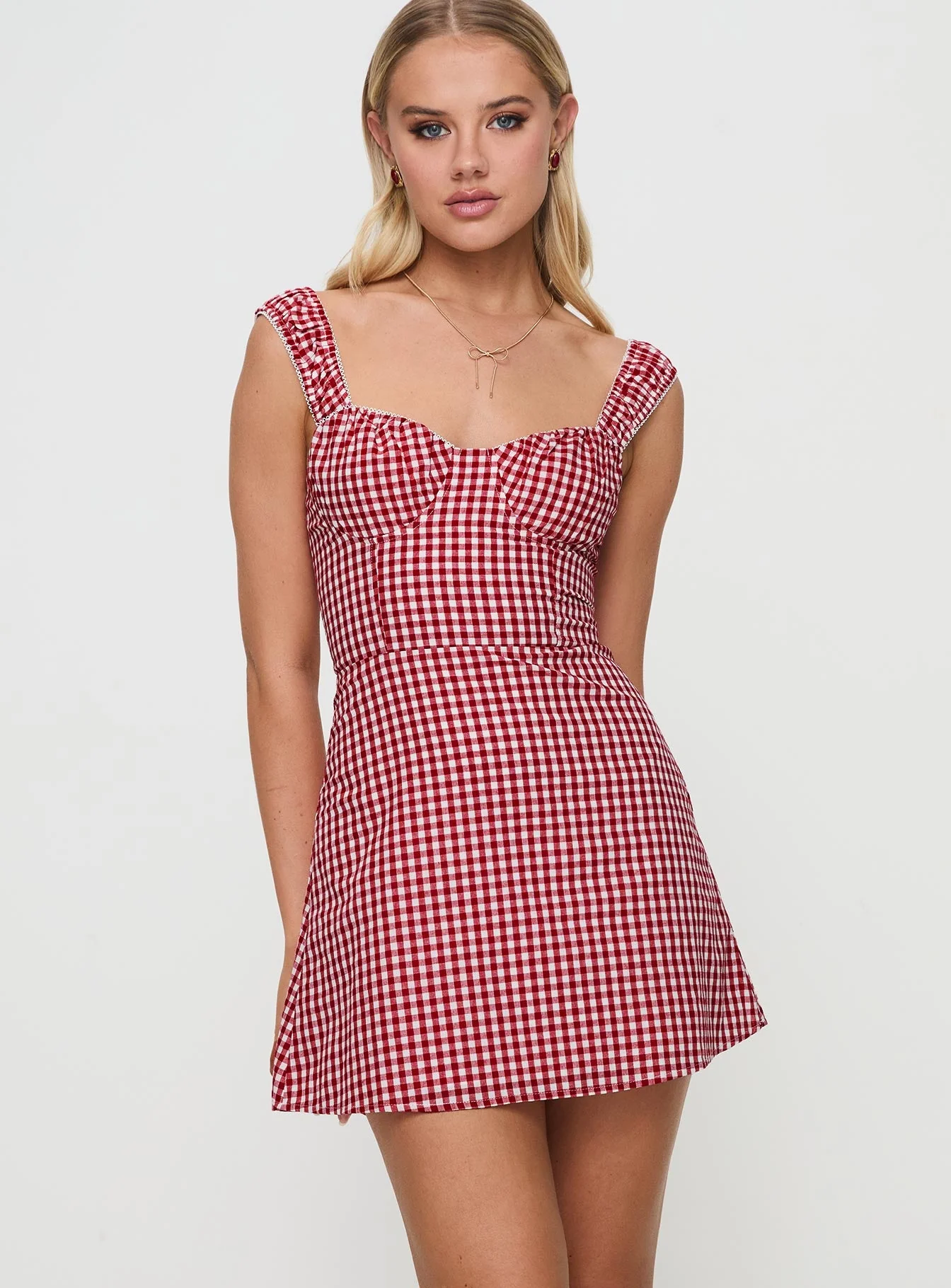 Faubert Mini Dress Red Gingham Petite - Image 2