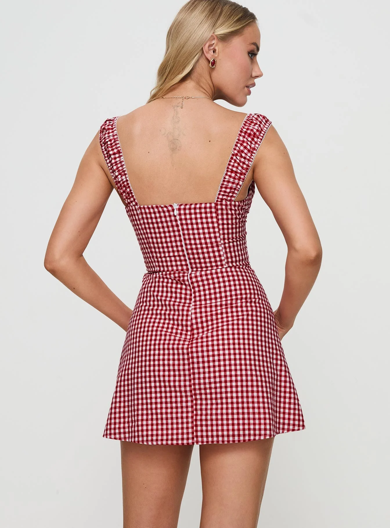 Faubert Mini Dress Red Gingham Petite - Image 5
